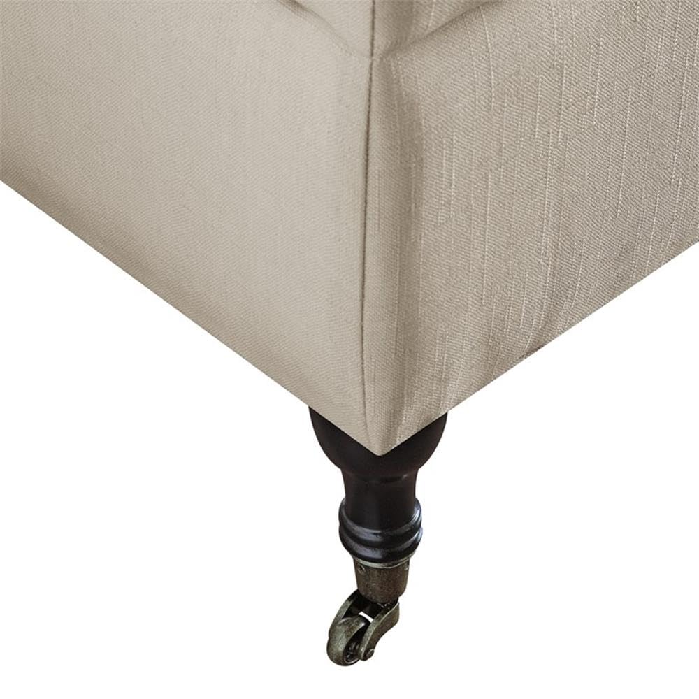 Elle Decor Collette Tufted Storage Bench - Cream Ottoman for Bedroom & Living Room