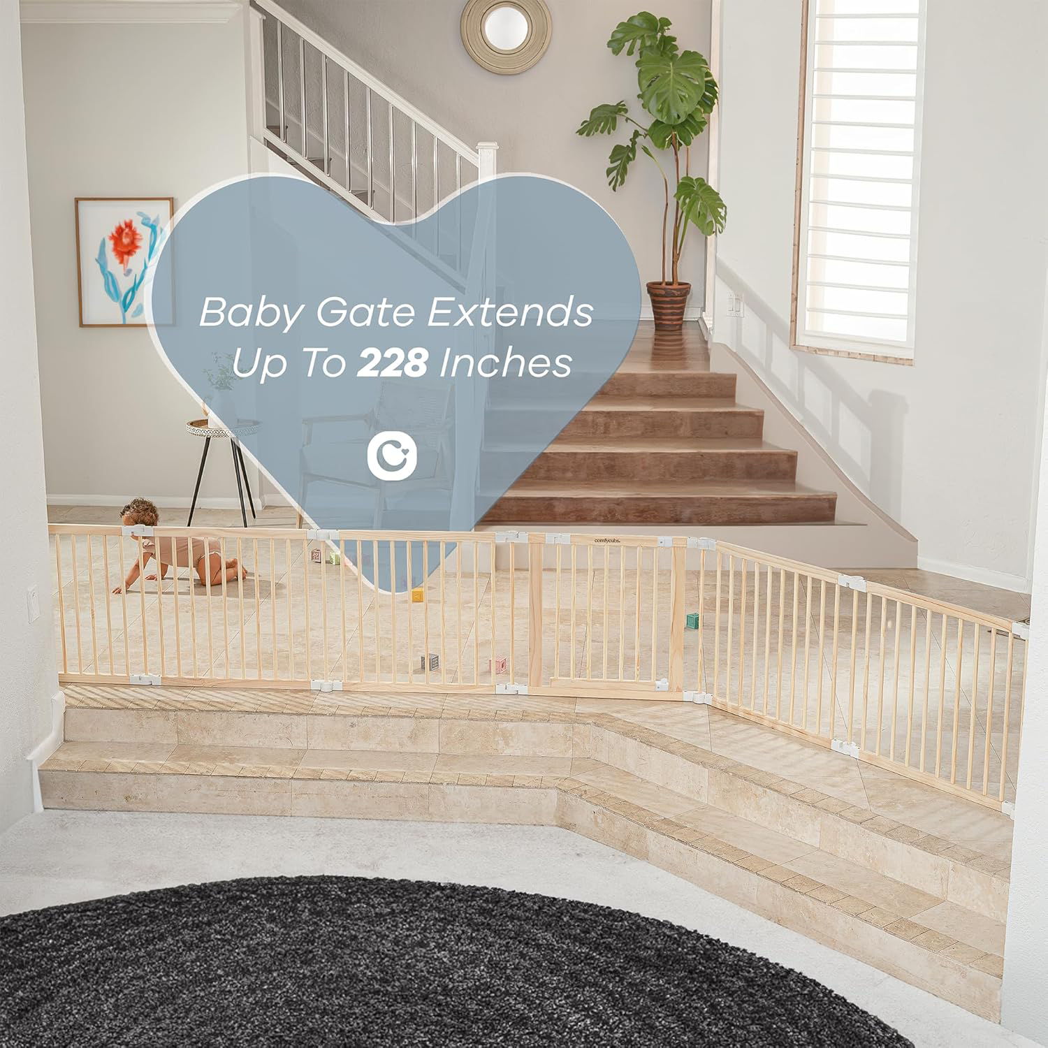 Comfy Cubs Baby Playpen Gate - Safety Play Yard for Toddlers & Infants - Indoor & Outdoor Use for Home, Nursery, Daycare, and Playtime