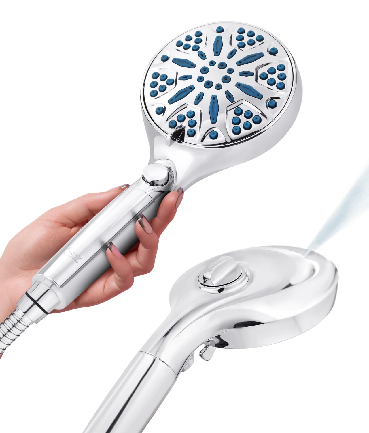 LOKBY High Pressure 10-Settings Shower Head with Handheld Set - Detachable High Flow Showerhead with 2 Power Wash Modes - 59