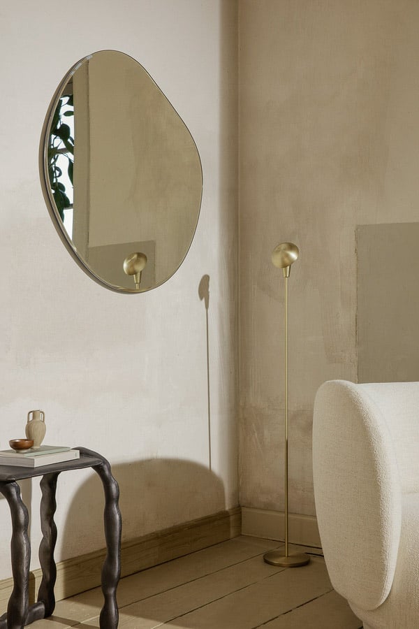 FERM LIVING Pond Mirror XL - Large Round Brass Wall Mirror for Bathroom, Living Room & Bedroom Decor - Elegant Home Accent for Modern Interior Design