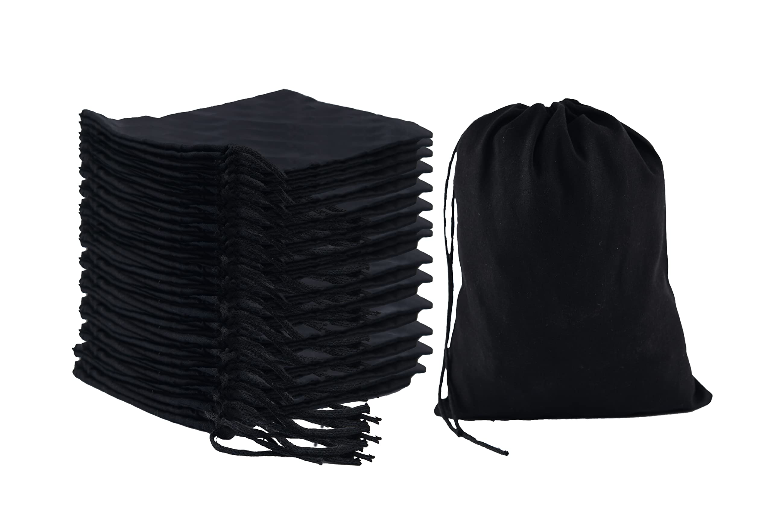 Premium 12x18 Inch Black Cotton Muslin Drawstring Bags - Biodegradable & Reusable Eco-Friendly Packaging (Pack of 100) | Perfect for Wedding Favors, Gift Bags, Party Favors & Retail Packaging