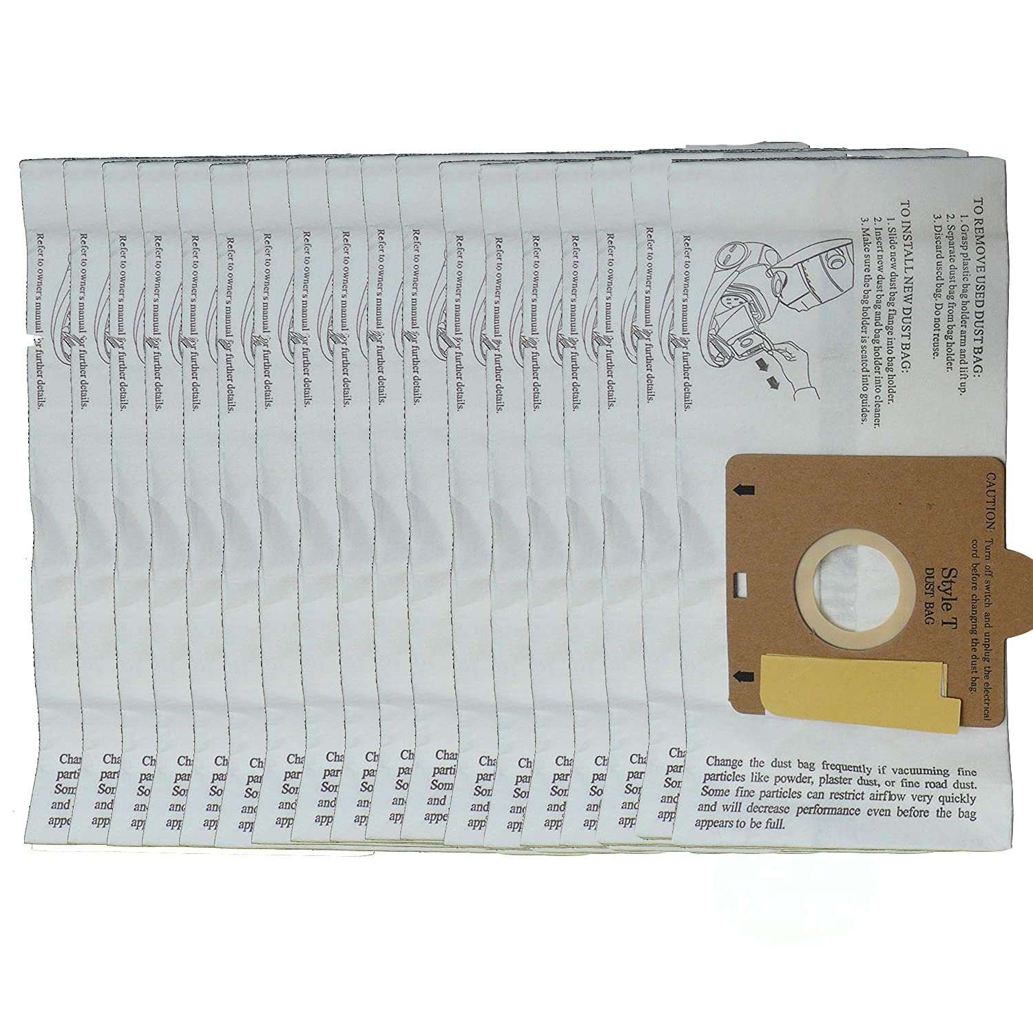 EnviroCare Eureka T Allergy Canister Vacuum Bags - 18 Pack for 970, 972, 61555-12, 970A & 972A Series | HEPA Filter Replacement | Ideal for Pet Hair, Dust & Allergen Removal in Homes & Offices