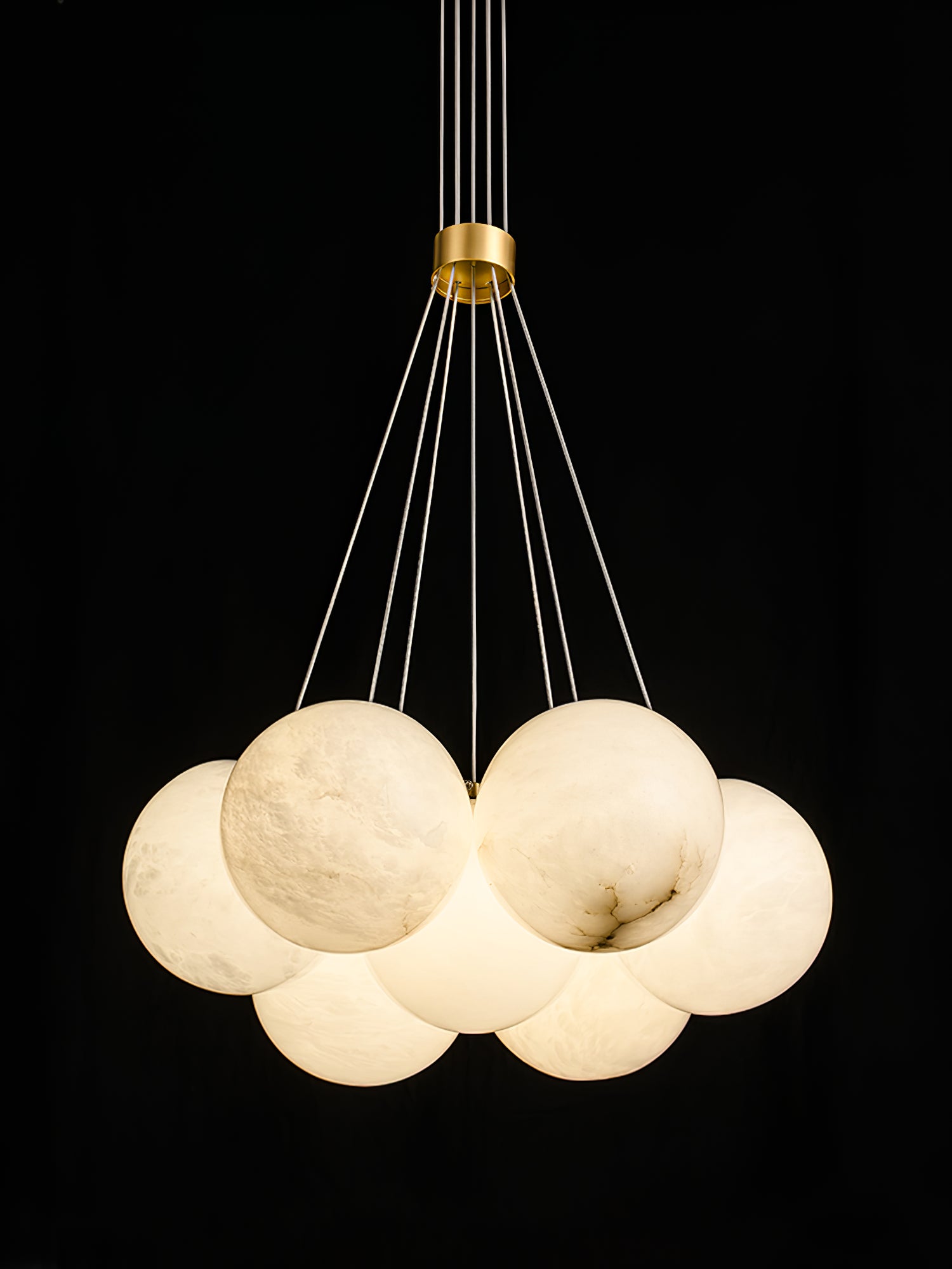 Elegant Alabaster Crystal Ball Chandelier - Modern Ceiling Light Fixture for Dining Room, Bedroom & Living Room Decor