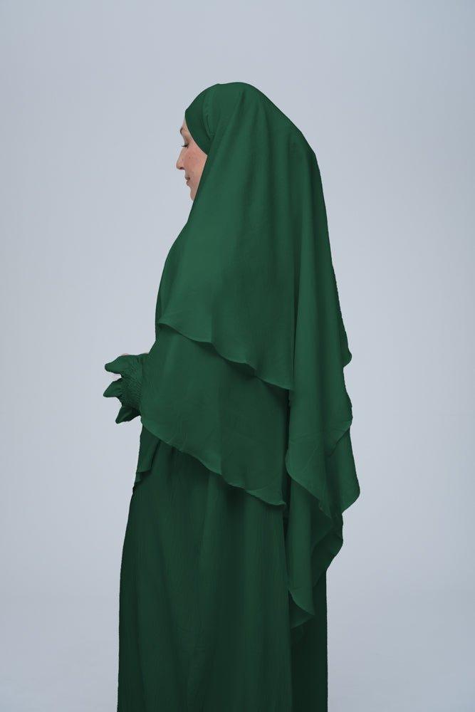 Premium Dark Green Prayer Gown for Umrah & Salah - Modest Islamic Abaya for Women - Perfect for Hajj, Mosque Prayers & Religious Ceremonies