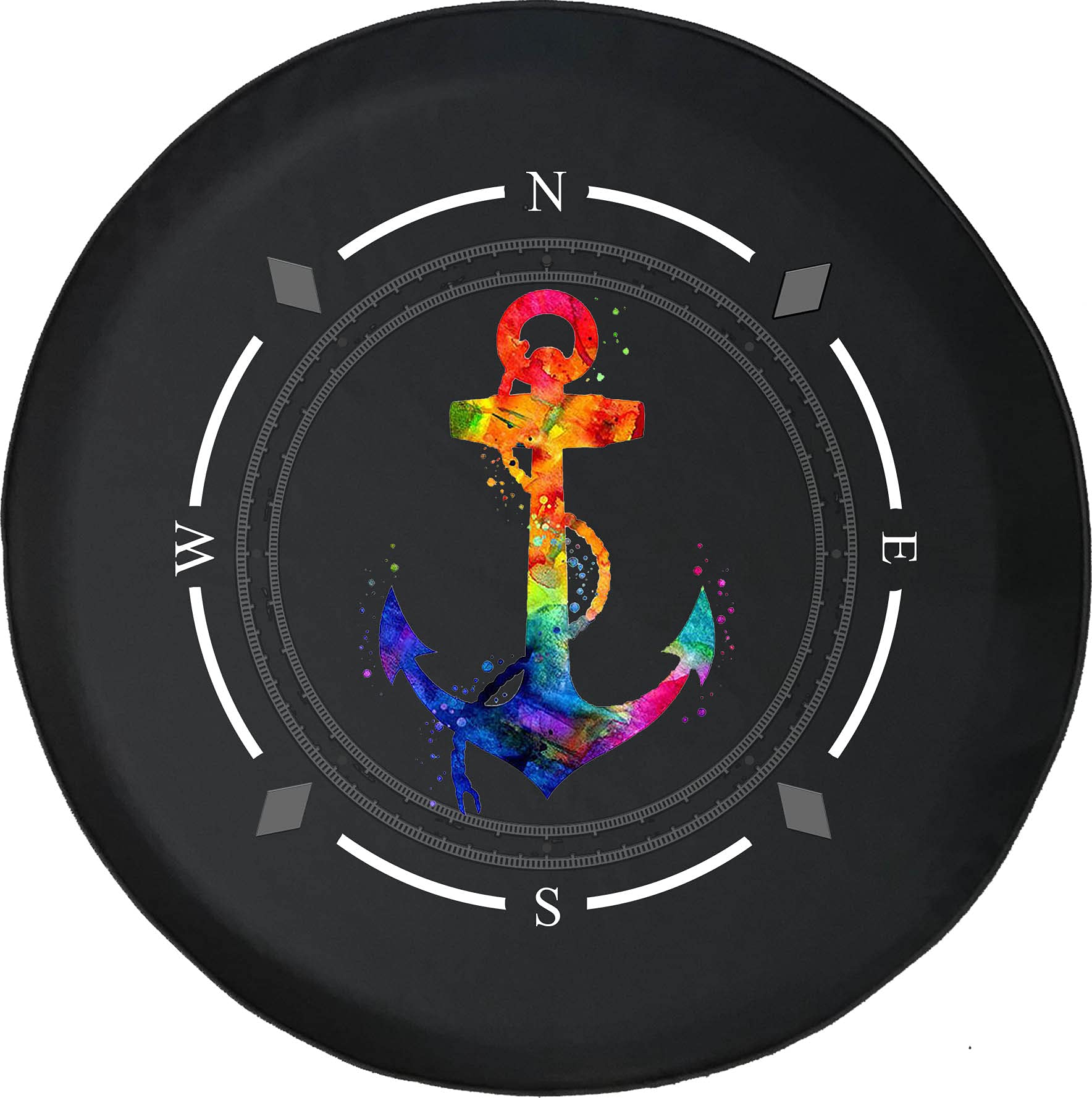 American Unlimited Spare Tire Cover with Compass Design - Watercolor Sea Anchor Wheel Cover for SUV, Trailer, RV Accessories - Durable & Colorful Universal Fit for Off-Road Adventures & Camping Trips