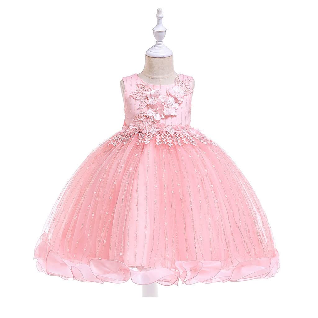 Elegant Princess Ball Gown Dress for Girls - Ruffles & Bow Wedding Party Formal Dress, Cute Birthday & Flower Girl Outfit (Color A, Size 3T) | Perfect for Weddings, Birthday Parties, Pageants & Special Occasions