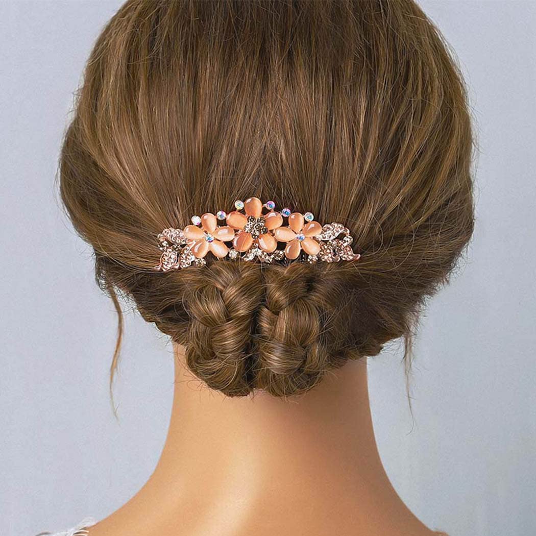 Bohend Rhinestone Hair Comb - Crystal Hair Barrettes for Women & Girls | Elegant Bridal Hair Accessories | Perfect for Weddings, Prom & Special Occasions (Champagne)