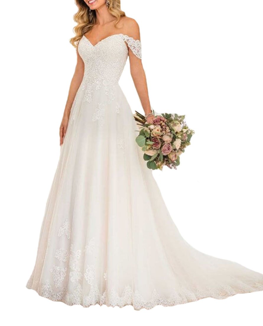 Elegant Off-The-Shoulder A-Line Mermaid Wedding Dress for Women - Perfect for Bridal Ceremonies, Vow Renewals & Romantic Photoshoots