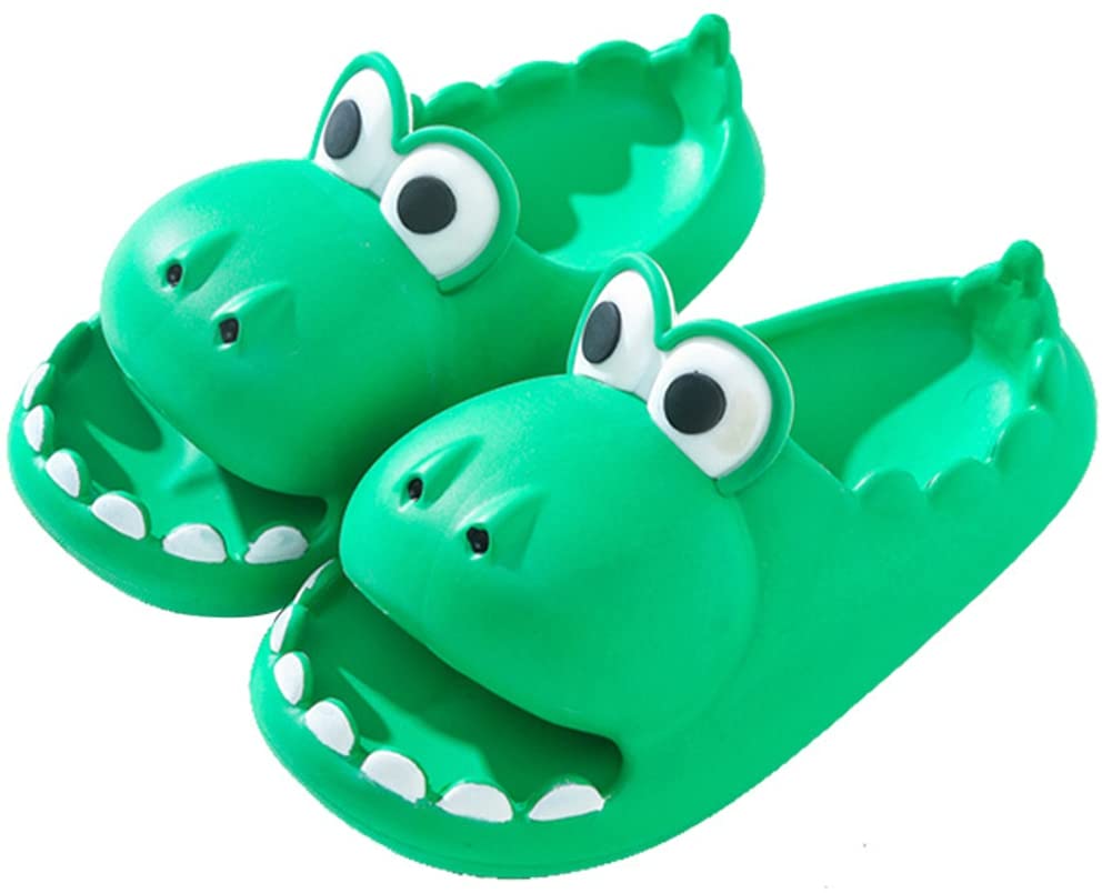 Funny Dinosaur Slippers for Women & Men - Open Toe Slides Summer Sandals - Non-Slip House Shoes for Couples - Perfect for Home, Lounge & Gifts (Cute Dino Slippers)