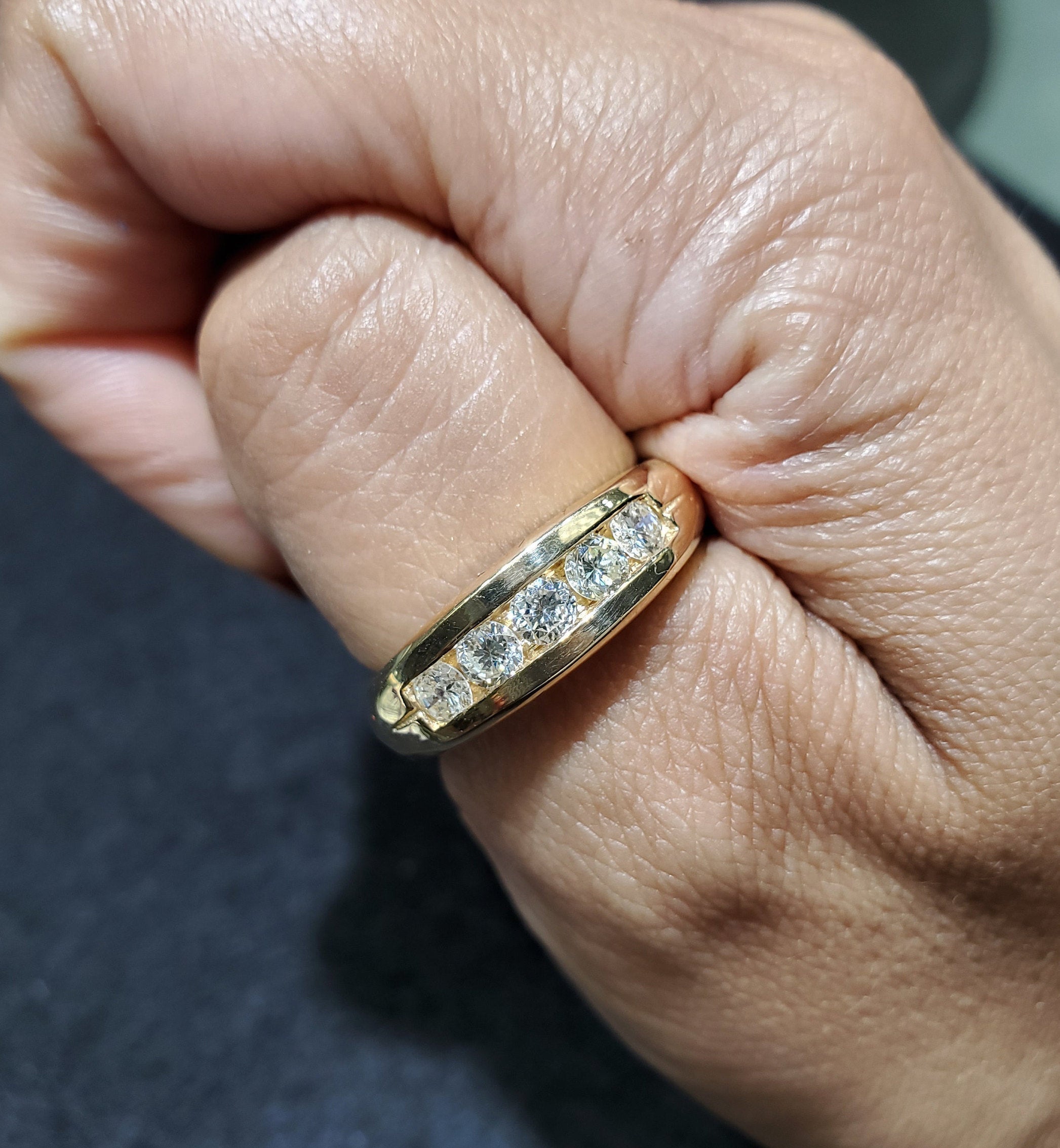 14K Yellow Gold Men's Diamond Wedding Band - 0.82 Carat Total Weight, Classic Comfort Fit Ring for Engagement, Anniversary & Special Occasions
