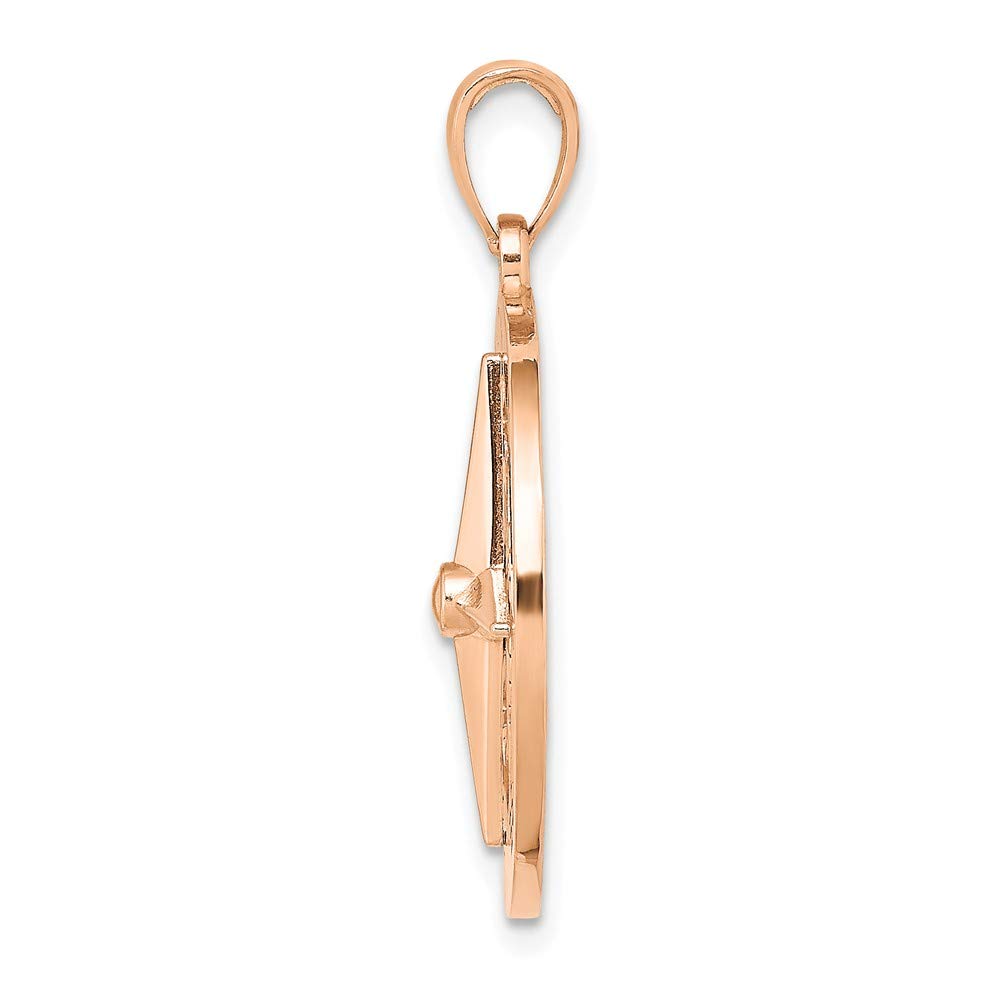 14K Rose Gold Nautical Compass Pendant Necklace with White Needle - Perfect for Travel Lovers & Outdoor Adventures