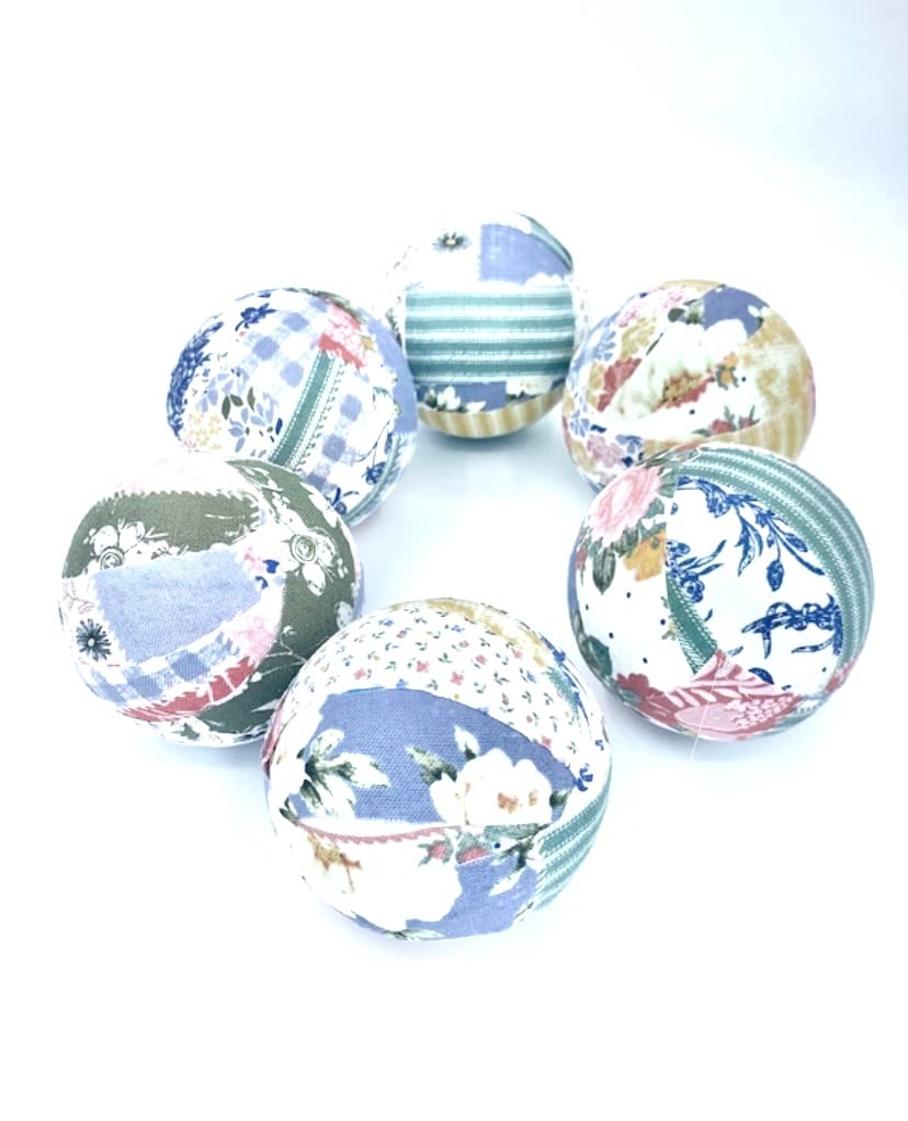Antique Victorian Quilt Fabric Wrapped Balls - Elegant Bowl Filler Orbs Set for Home Decor, Wedding Centerpieces, and Mother's Day Gifts