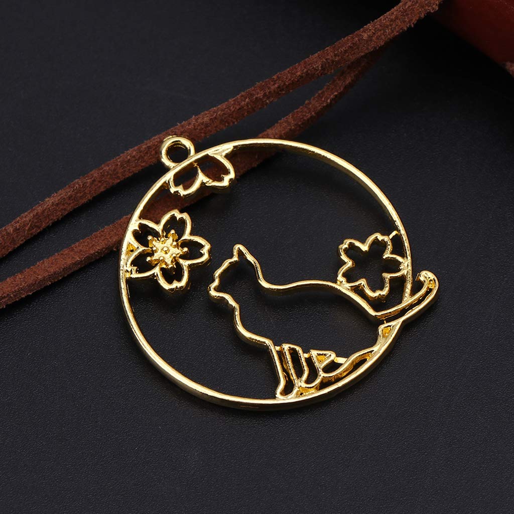 6Pcs Cute Cartoon Animal Open Bezel Charms - Blank Resin Pendants with Hollow Metal Frames for DIY Jewelry Making - Perfect for Necklaces, Bracelets & Keychains (Cat/Kitten Design) - Great for Handmade Gifts & Craft Projects