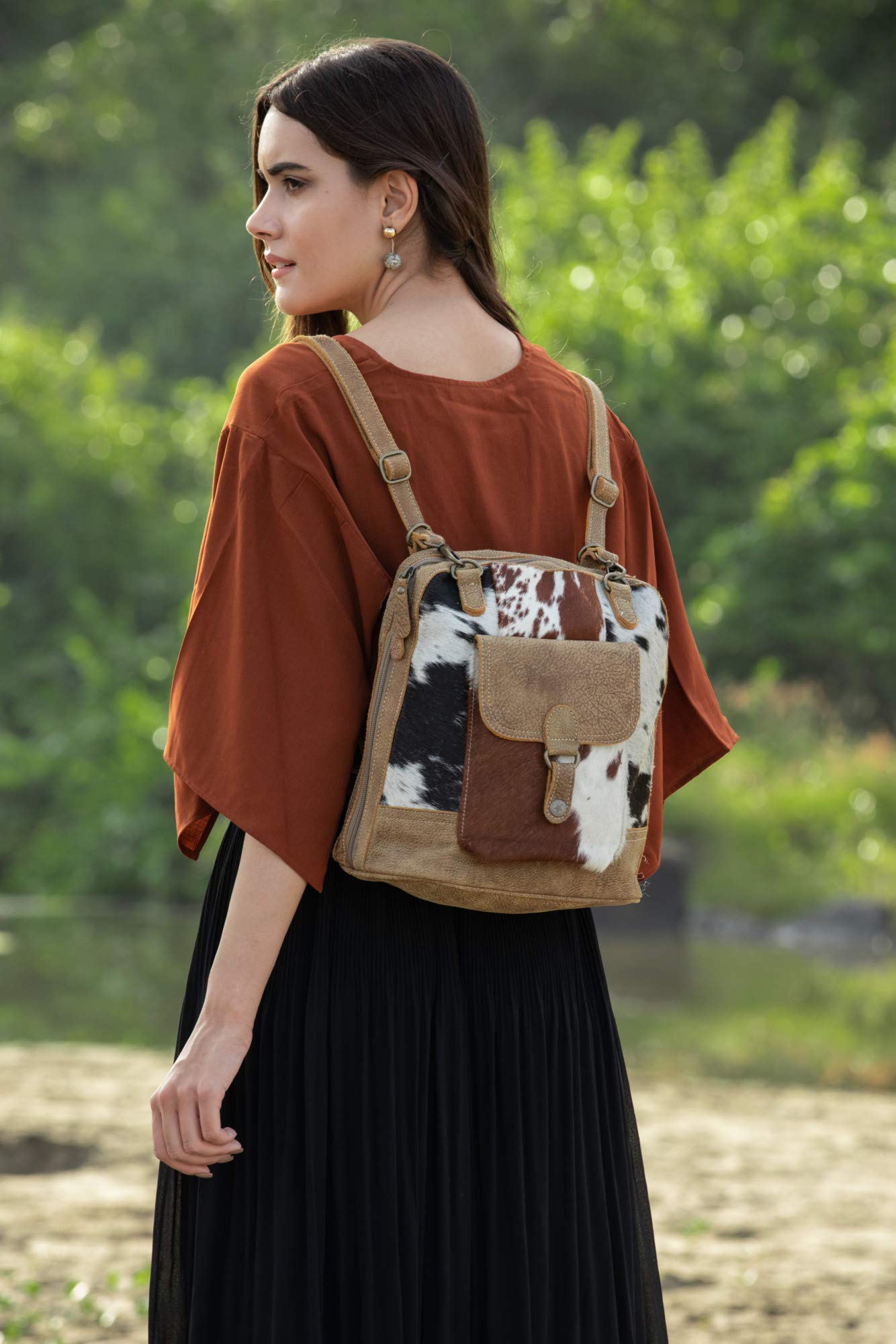 Myra S1371 Genuine Leather Pocket Backpack - Stylish Brown Laptop Bag for Men & Women | Perfect for Work, Travel & College Campus Use