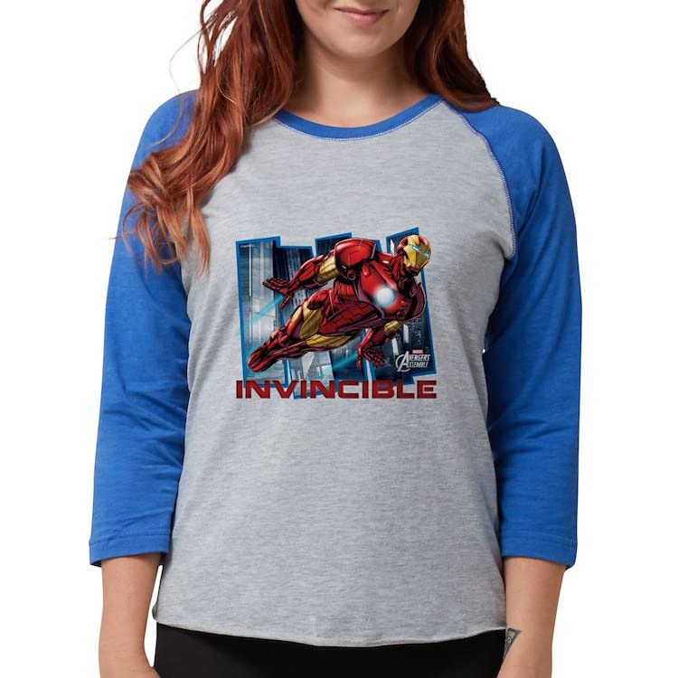 Iron Man Invincible Women's Baseball Tee - Marvel Superhero Graphic T-Shirt for Casual Wear & Comic Con Events