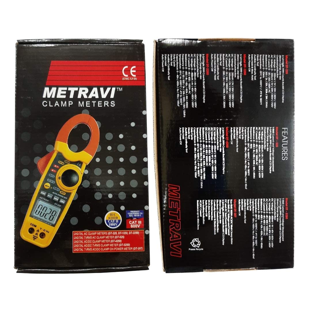 Metravi DT-4250 Digital Clamp Meter 1000A AC/DC Current Tester with 30mm Jaw - Perfect for HVAC, Electrical Maintenance & Industrial Use