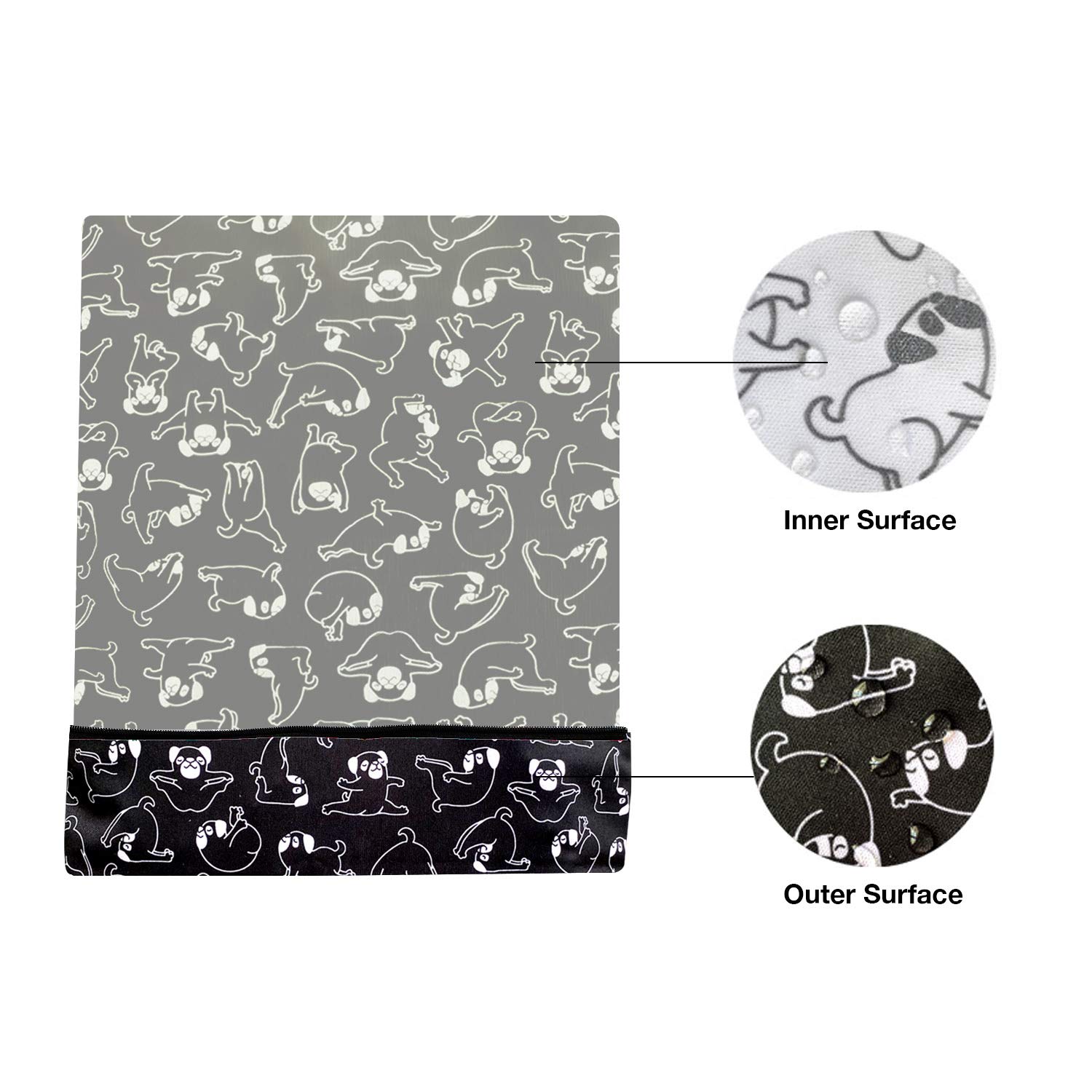 FLOCK THREE Washable Reusable Wet Bag - Waterproof Diaper Bag, Swim Bag, Travel Toiletries Pouch & Yoga Accessory (12.6
