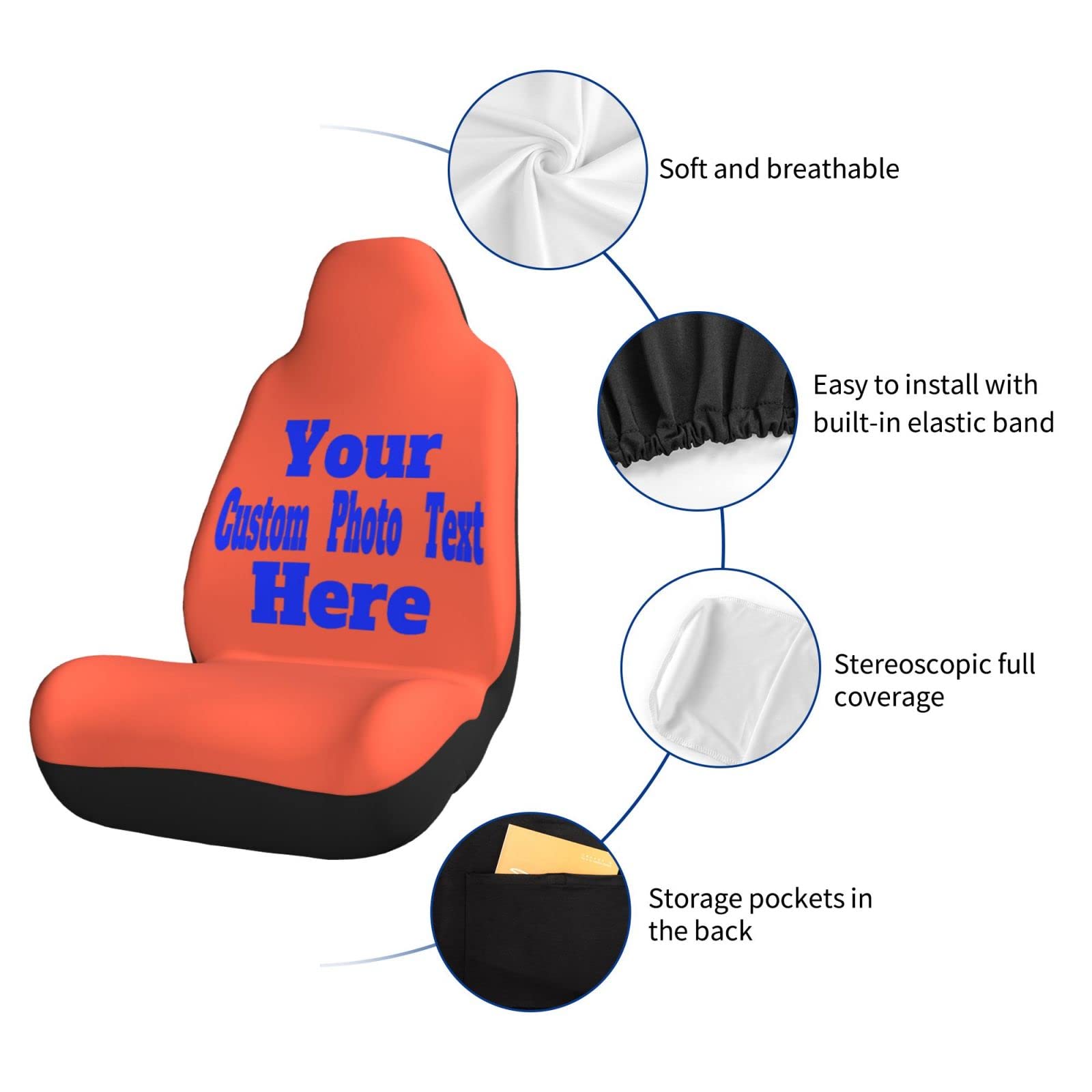 Custom Personalized Car Seat Covers with Photo - Universal 2-Piece Set for Cars, Trucks & SUVs | Perfect for Family Road Trips, Commuting & Travel Protection