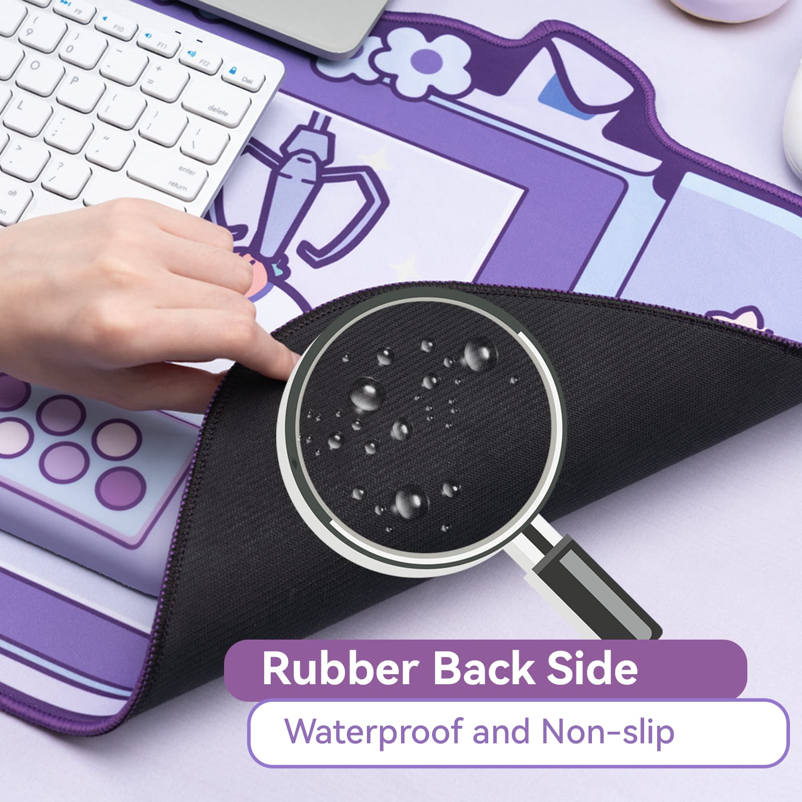 GeekShare Cute Bunny Mouse Pad - Non-Slip Rubber Base Desk Mat for Keyboard & Mouse, Gaming & Office Accessories | Perfect for PC, Laptop, Home Office & Gaming Setup (Pink)