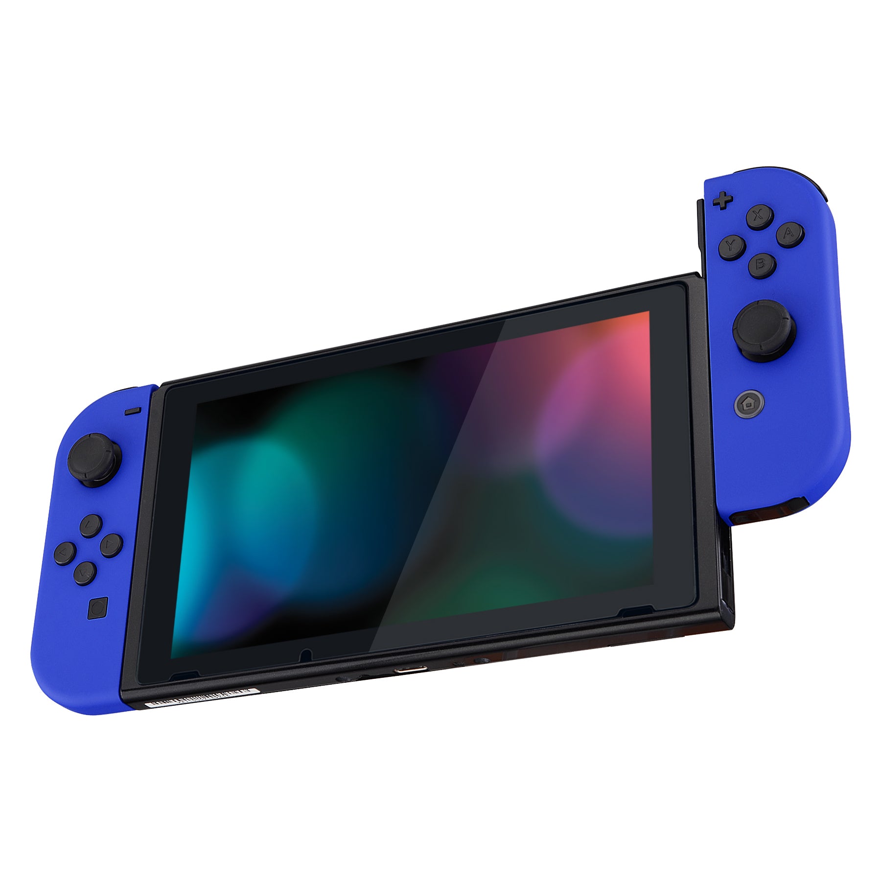 eXtremeRate Soft Touch Grip Blue Joycon Controller Shell with Full Button Set - DIY Replacement Housing for Nintendo Switch JoyCon & OLED JoyCon (Console Not Included) - Perfect for Gaming, Travel, and Custom Mods