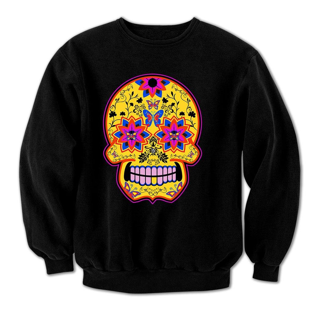 Men's Sugar Skull Day of The Dead Mexican Sweatshirt - Halloween Costume & Mexican Heritage Apparel for Dia de Los Muertos Celebrations