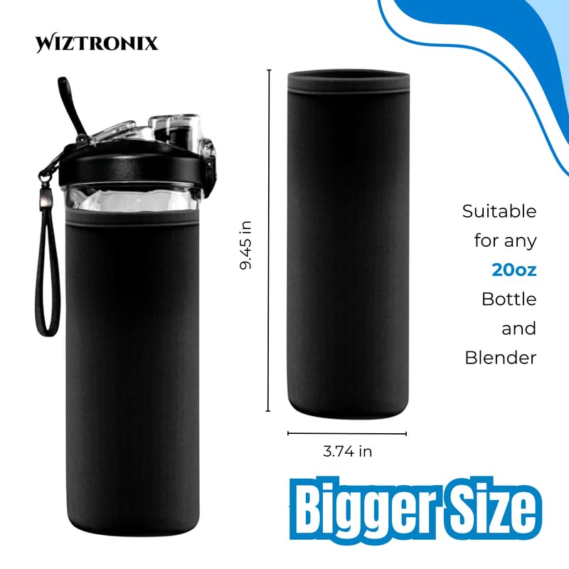 Portable Insulated Neoprene Blender Sleeve - Keeps Drinks Cold & Hot - Fits 20oz Blenders (Black) - Perfect for Smoothies, Protein Shakes & Travel