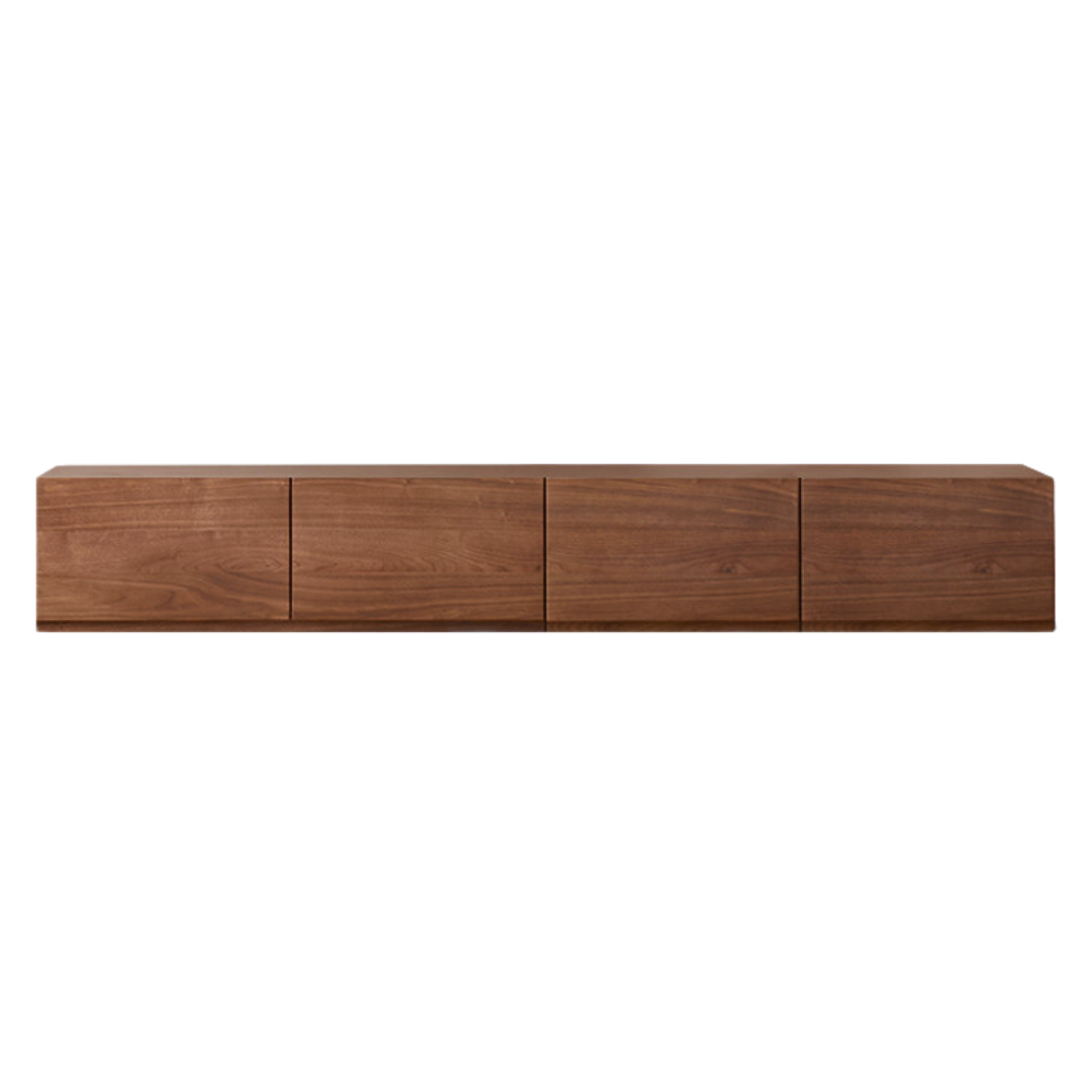 Premium Black Walnut & Ash Solid Wood TV Stand with Floor Splicing Design - Perfect for Living Room, Home Theater & Entertainment Center Setup