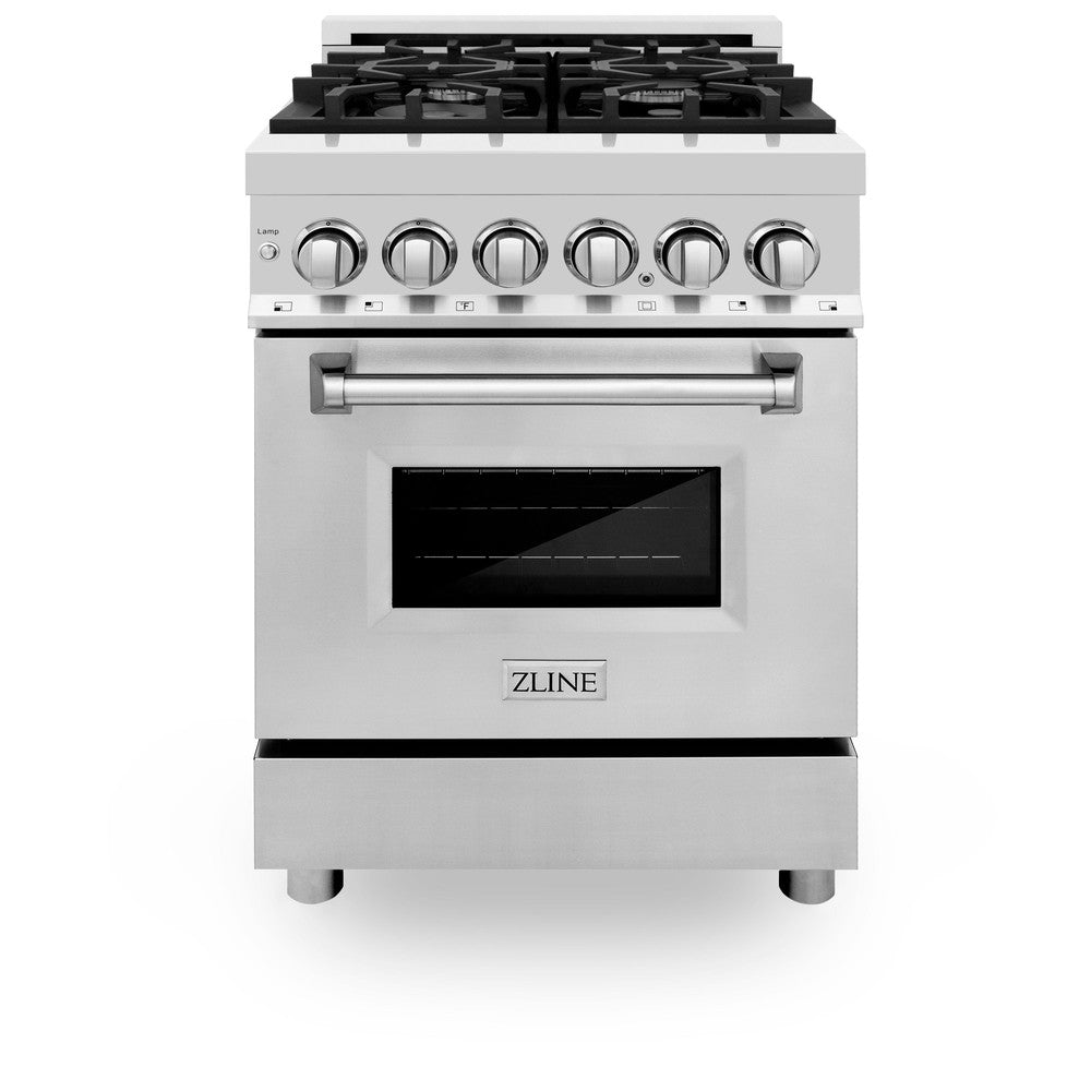ZLINE RA24 24-Inch 2.8 Cu.Ft Stainless Steel Dual Fuel Range - 4 Burner Gas Cooktop & Electric Convection Oven for Home Kitchen | Perfect for Baking, Roasting & Professional-Style Cooking