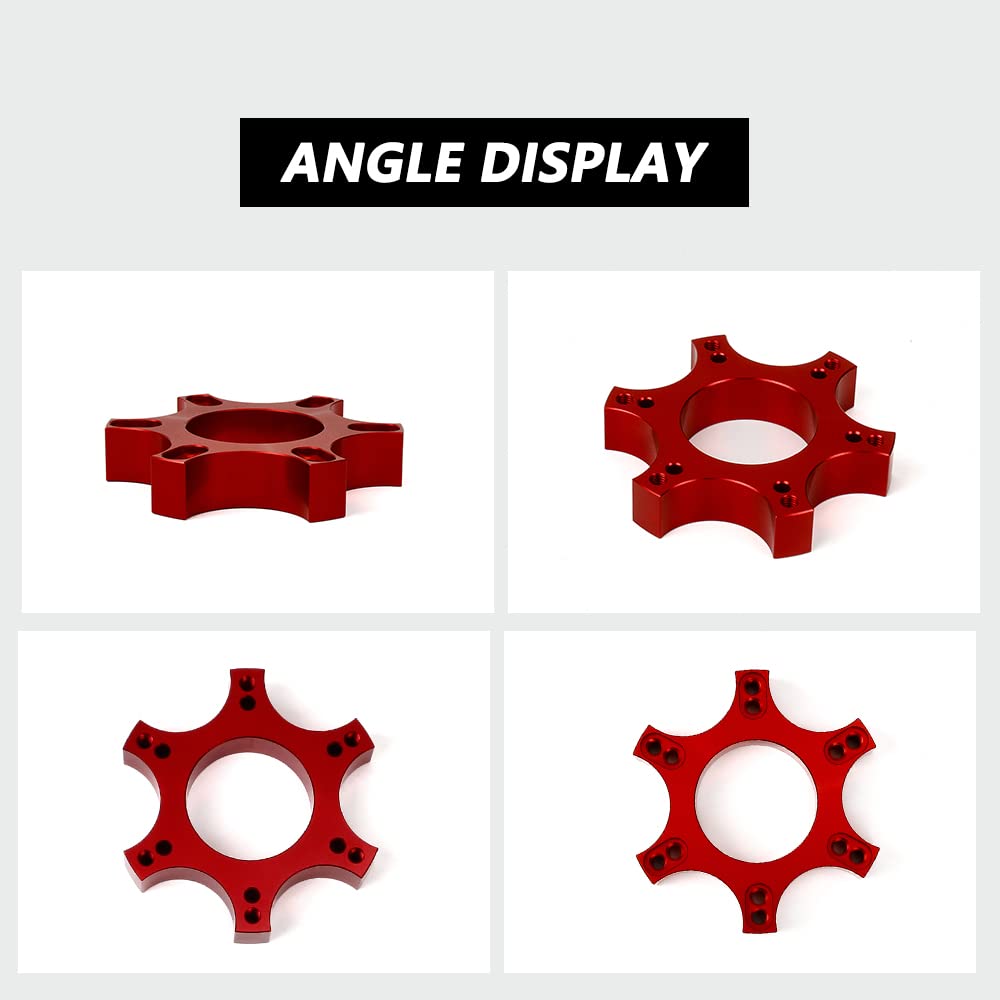 RASTP 70mm Aluminum Steering Wheel Adapter Plate - Compatible with Thrustmaster T300RS & 13-14 Inch Wheels - Red - Perfect for Racing Simulators & DIY Steering Wheel Upgrades