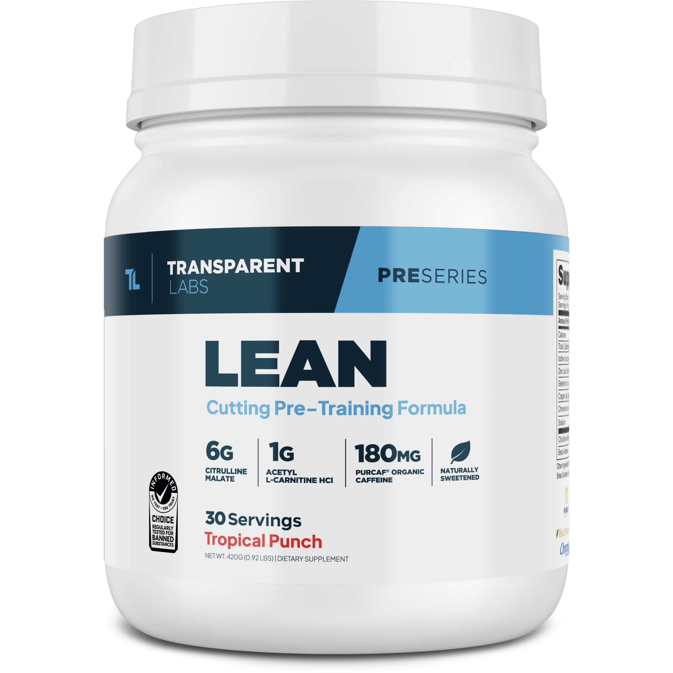Transparent Labs Lean - Premium Fat Burner & Weight Loss Supplement for Men & Women - Boost Metabolism & Energy for Gym, Workouts & Active Lifestyle