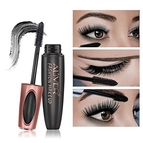 Aliver Black 3D Silk Fiber False Lash Mascara - Waterproof & Long-Lasting Volumizing Eyelash Extensions for Dramatic Eye Makeup | Perfect for Weddings, Parties & Daily Wear