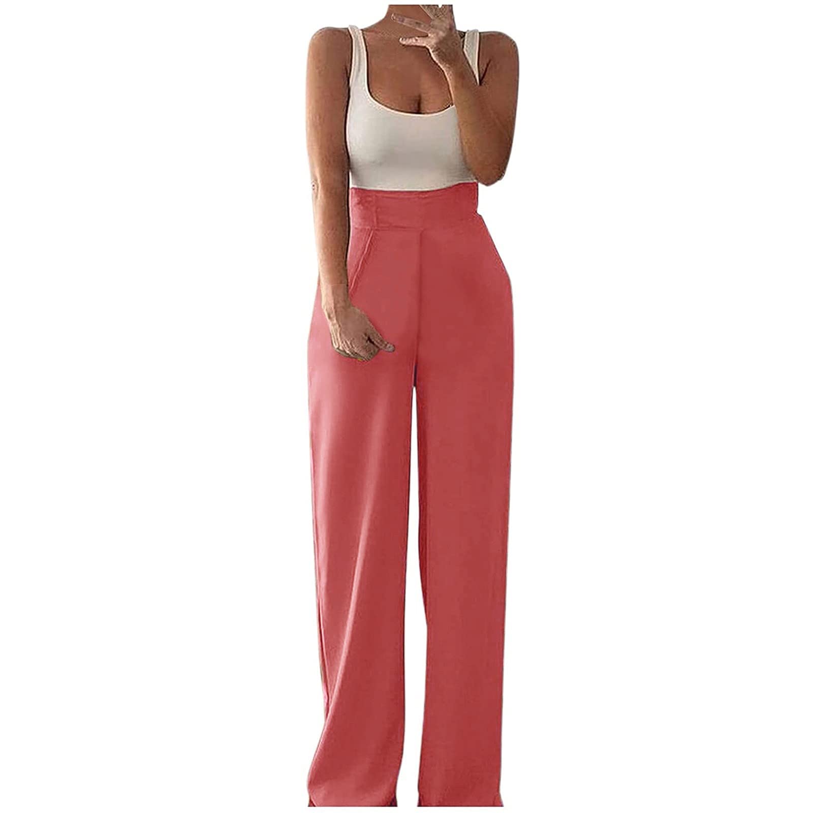 PEGONE Women's Casual Loose Long Jumpsuit - Wide Leg Overalls for Club Wear & Party Outfits | Comfortable Straight Leg Romper for Night Out, Date Night and Casual Wear