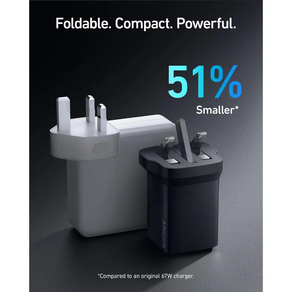 Anker 67W USB C GaN Charger with PowerPort - Fast Charging for iPhone, MacBook, iPad, Samsung - Compact & Portable for Travel, Office, Home Use