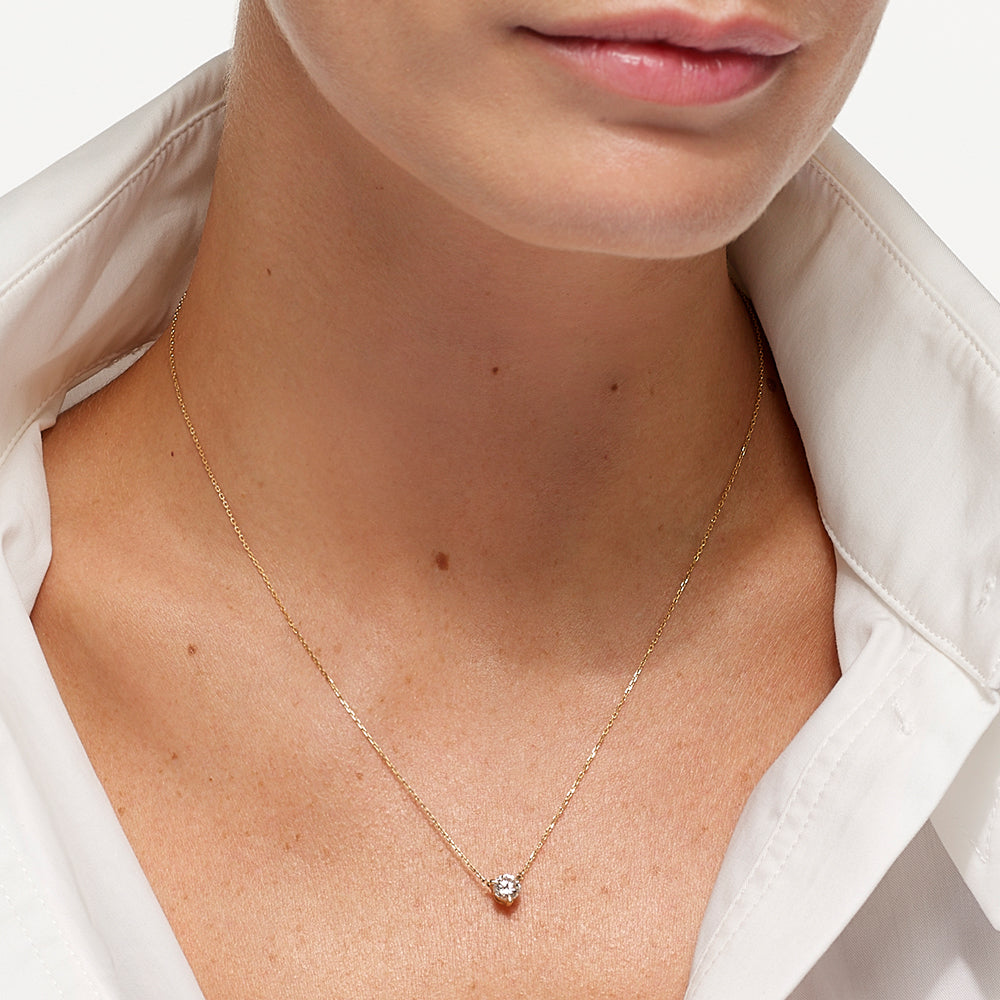 0.50ct Lab Grown Diamond Round Pendant Necklace in 10k Gold - Perfect for Weddings, Anniversaries & Everyday Elegance