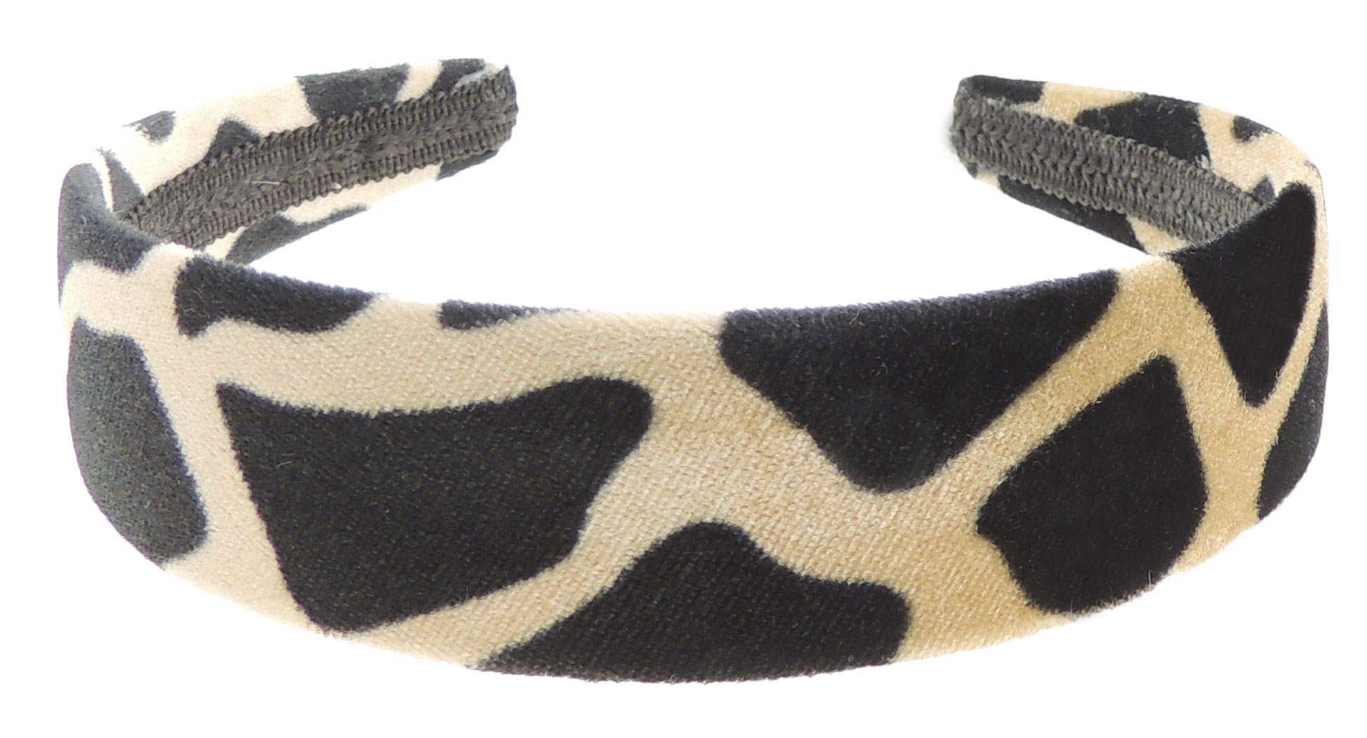 Women's Velvet Headband for Winter - Elegant Wedding Guest Hair Hoop, Formal Dance & Christmas Party Accessory - Beige Giraffe Print Alice Band | Perfect for Bridal Showers, Holiday Gatherings & Special Occasions