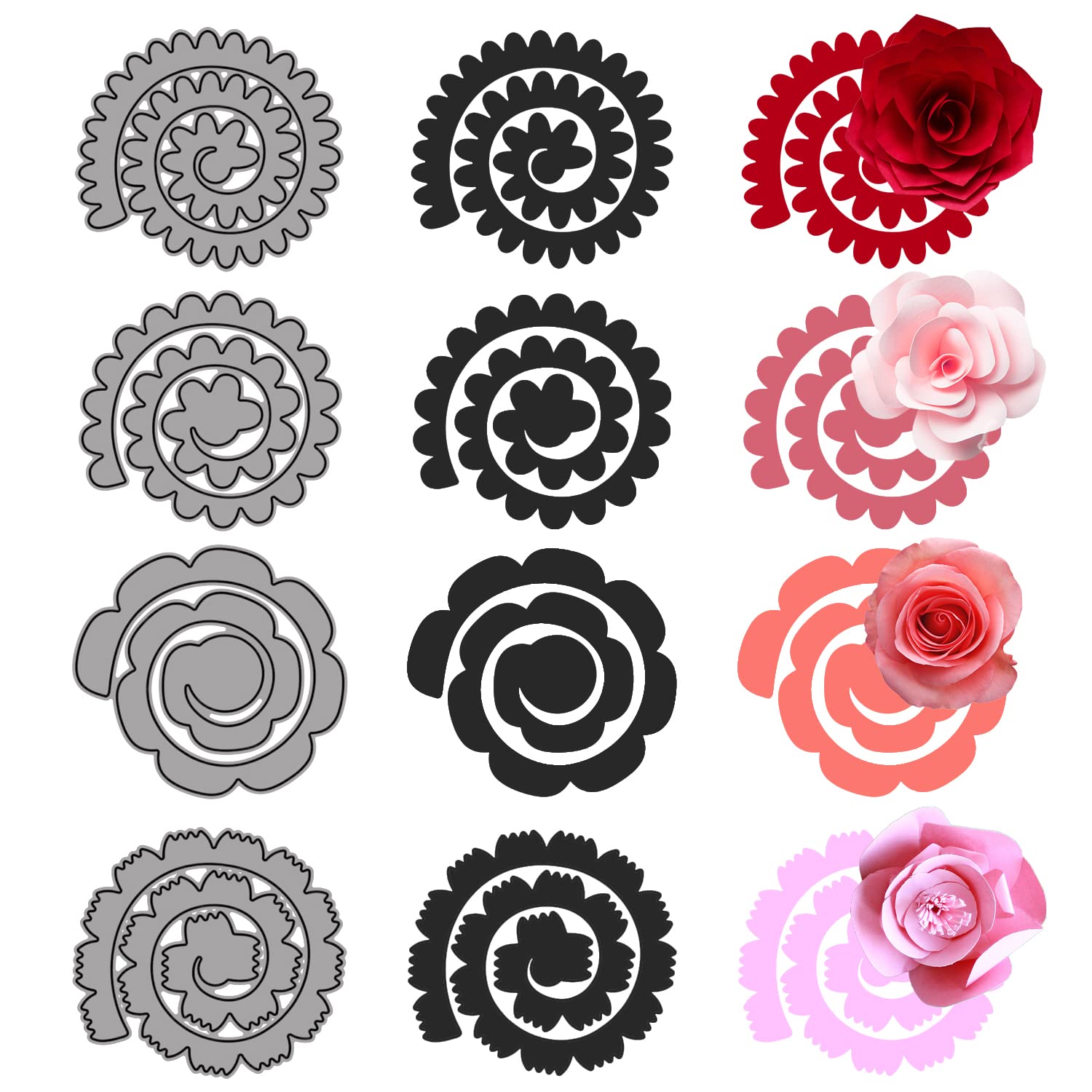 4 Piece Floral Pattern Cutting Dies Set - 3D Petal & Leaf Shape Dies for Scrapbooking, Card Making, Photo Albums, DIY Embossing Decoration - Perfect for Wedding Invitations, Greeting Cards & Paper Crafts