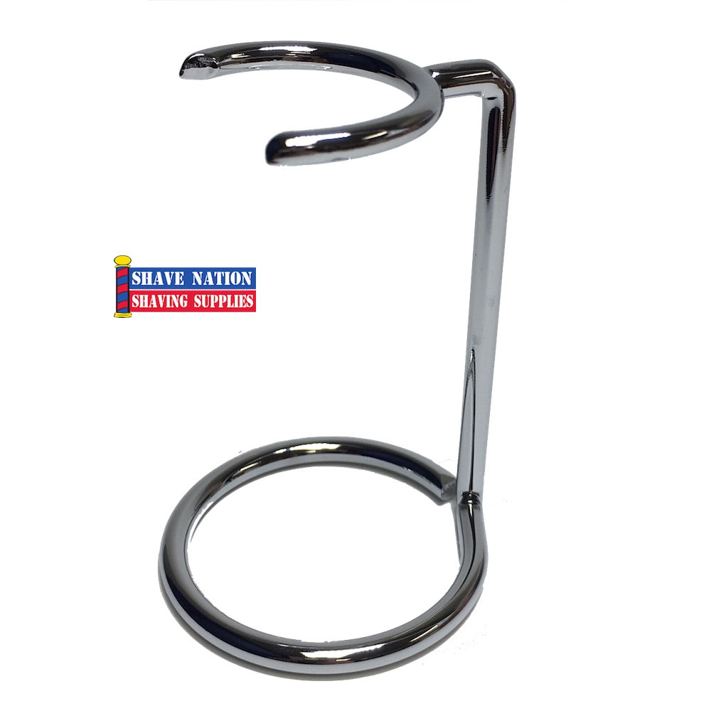 Premium Chrome Shaving Brush Stand for Medium Brushes - Perfect for Bathroom Vanity & Grooming Essentials Organization