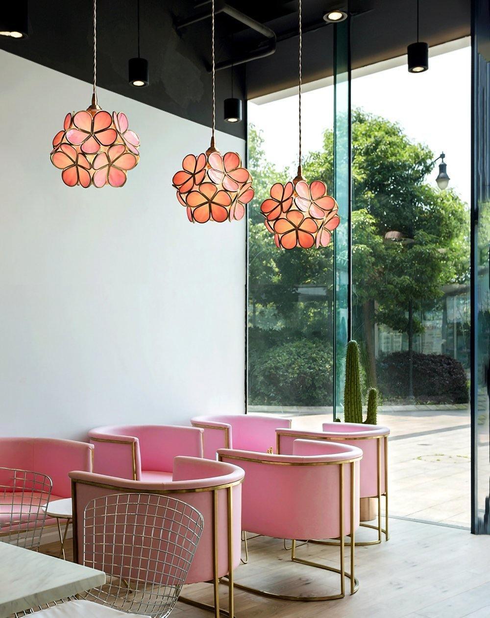 Modern Glass Petal Pendant Light - Elegant Floral Ceiling Lighting Fixture for Dining Room, Kitchen Island & Bedroom Decor
