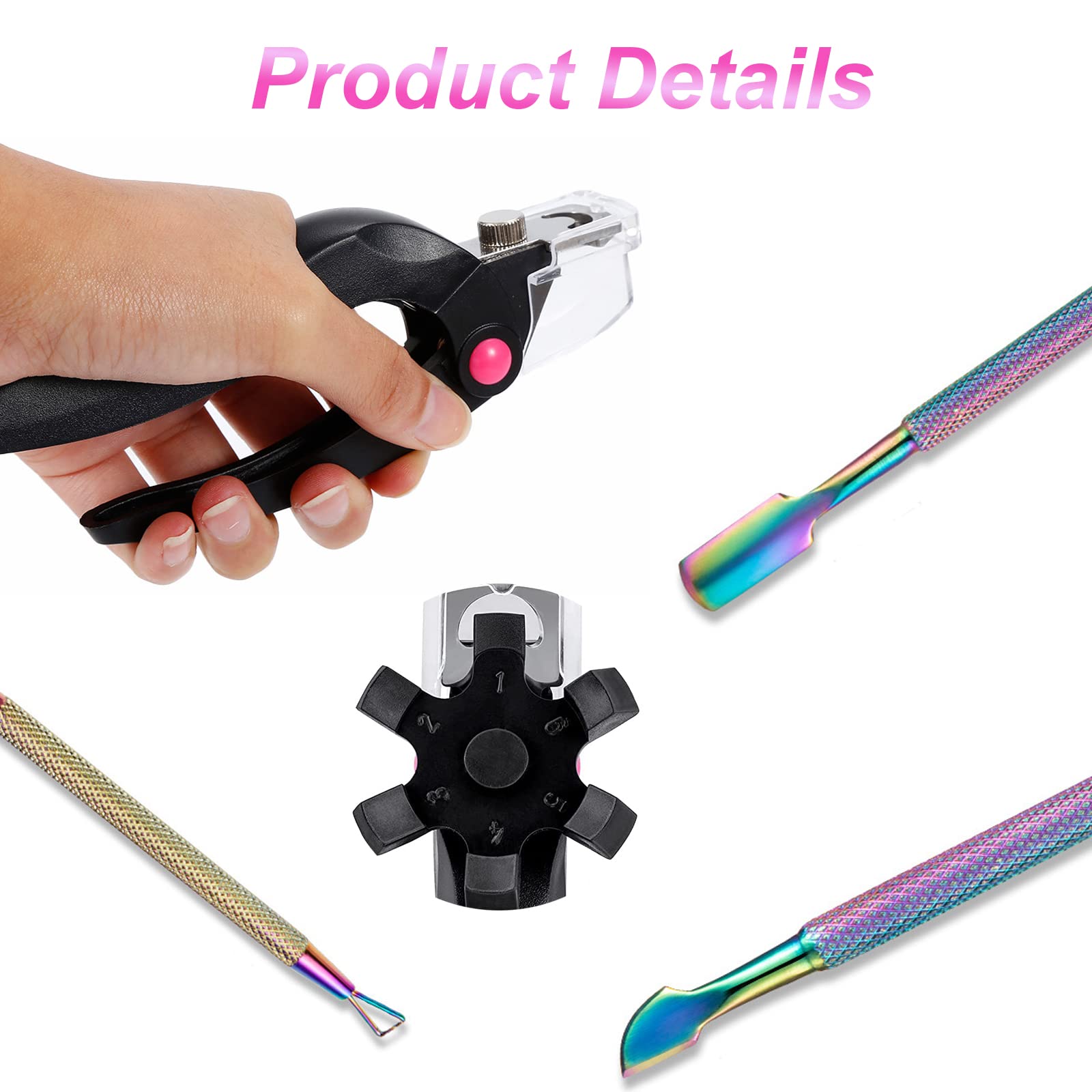 Professional Stainless Steel Acrylic Nail Clippers & Cuticle Trimmer Set - False Nail Tip Cutter with Cuticle Pusher for Salon, Home Manicure & Nail Art - Perfect for Gel, Acrylic & False Nails