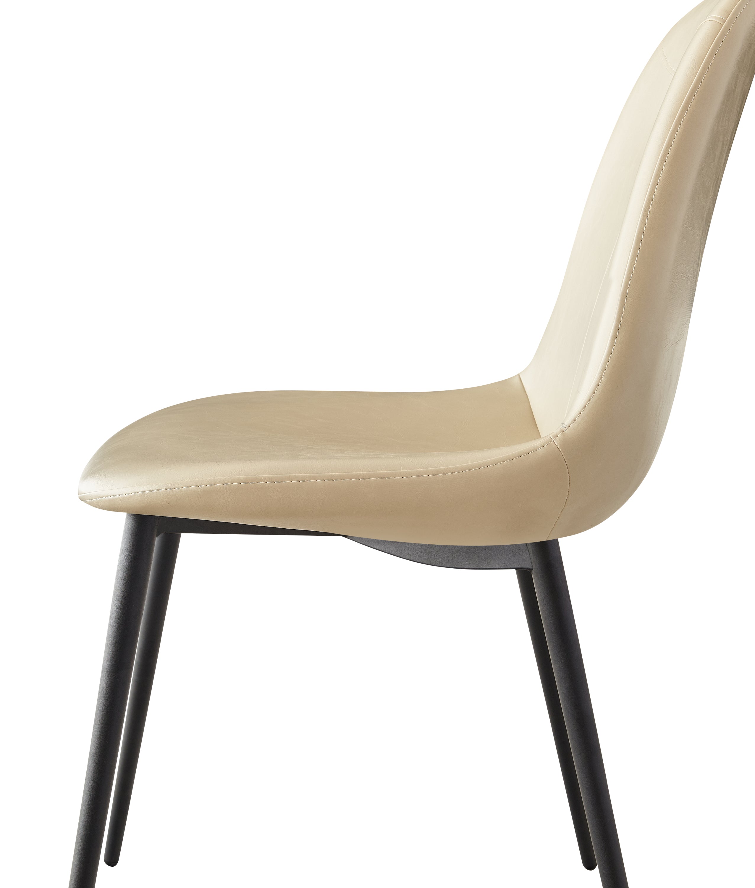 Mid Century Modern Dining Chairs Set of 2 - High Back PU Faux Leather Upholstered Kitchen & Dining Room Chairs with Metal Legs - Comfortable Large Padded Accent Chairs for Home, Restaurant or Cafe