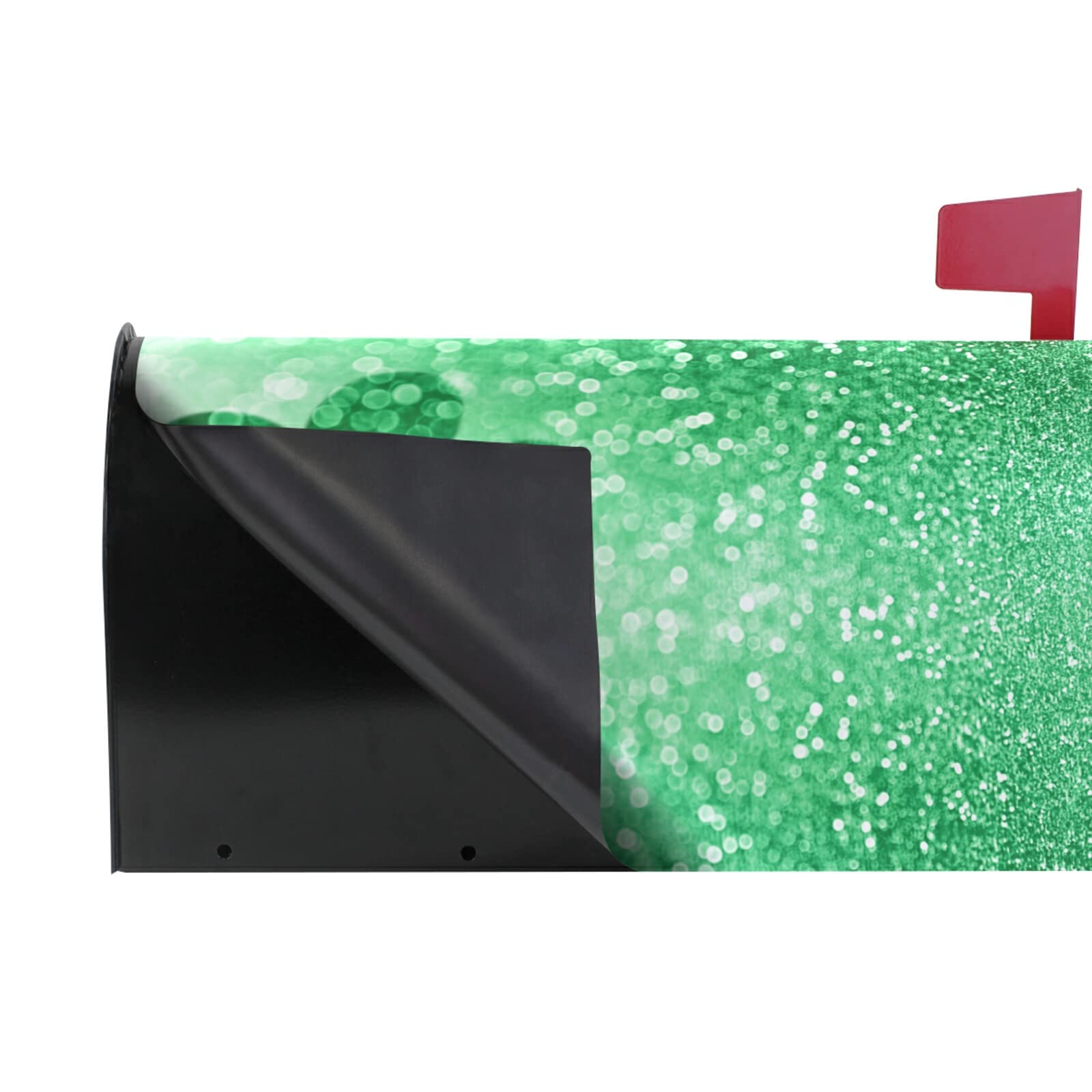 Glitter Green Clover Magnetic Mailbox Cover - Weatherproof Outdoor Post Box Decoration for Garden, Yard & Front Porch | Perfect for St. Patrick's Day, Spring & Holiday Home Decor