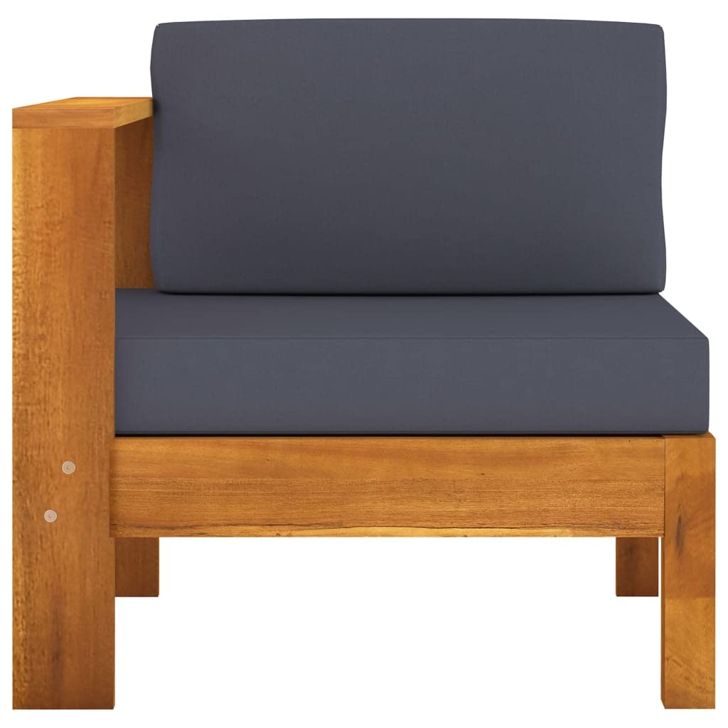 3-Piece Acacia Wood Patio Conversation Set with Dark Gray Cushions - Outdoor Lounge Sofa for Garden, Lawn, Porch & Backyard | Perfect for Relaxing, Entertaining & Sunbathing