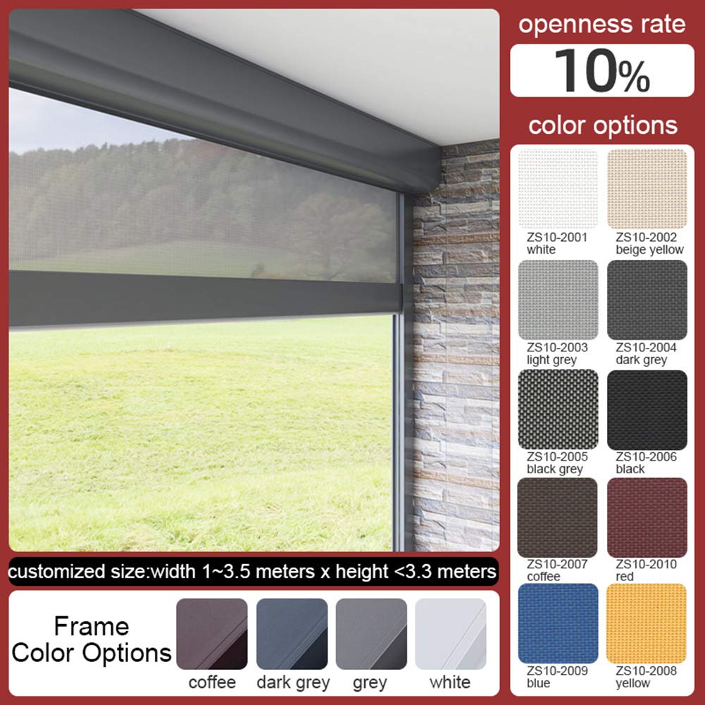 TIPIACE Motorized Roller Shades - Outdoor Wind-Resistant Hardwired Window Blinds with Sunshade Fabric for Patio, Balcony & Garden (Beige Yellow) | UV Protection & Weatherproof Design for Outdoor Living Spaces