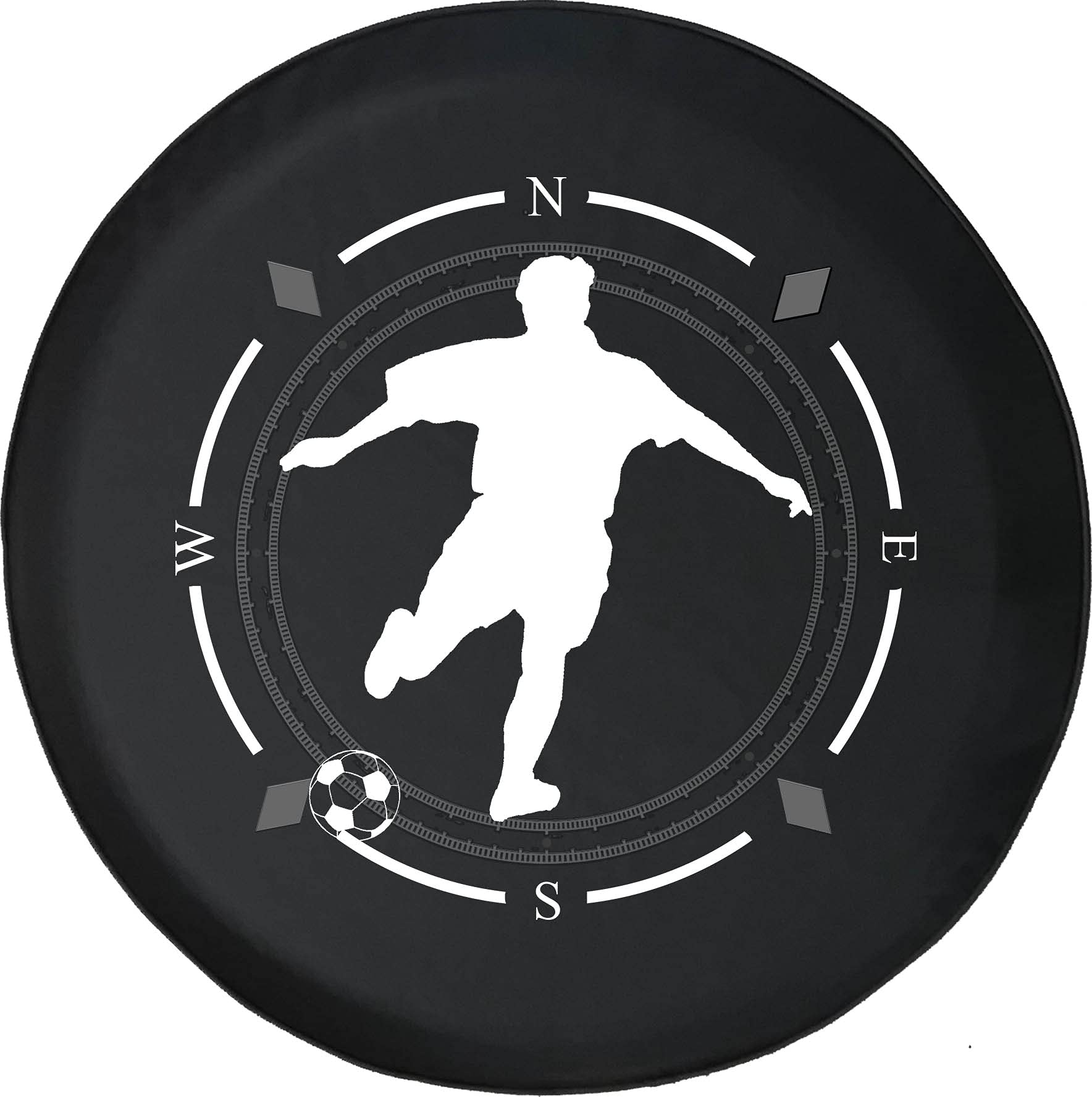 Premium American Unlimited Spare Tire Cover with Compass & Soccer Player Design - Universal Fit for SUVs, Trailers, RVs & Most Vehicles | Durable Wheel Protection for Outdoor Adventures & Road Trips