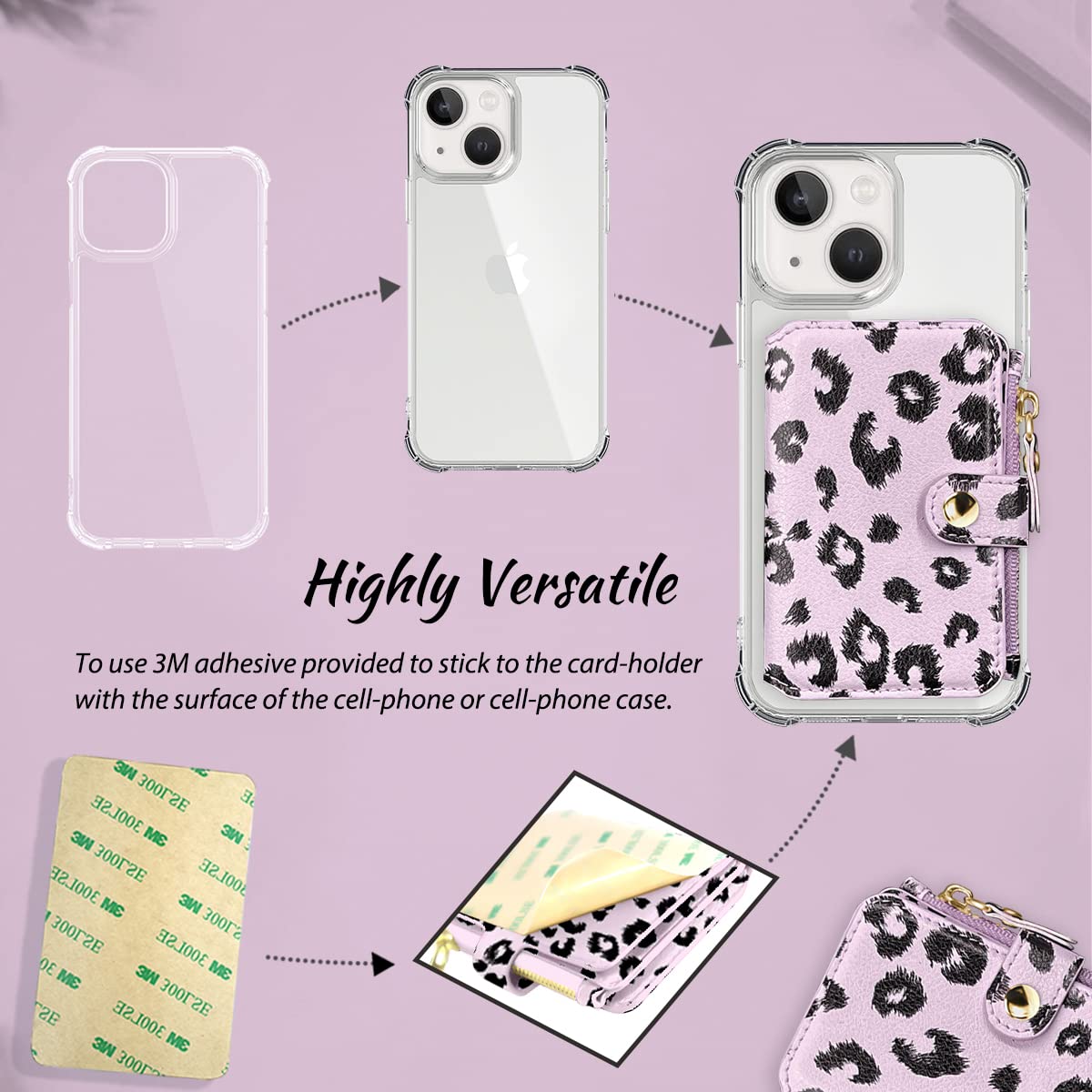 Stick-On Phone Wallet Card Holder - Compatible with Most Smartphones, Attachable Credit Card & ID Holder for iPhone & Android (Pink & Black) | Perfect for Hands-Free Shopping, Travel & Everyday Convenience