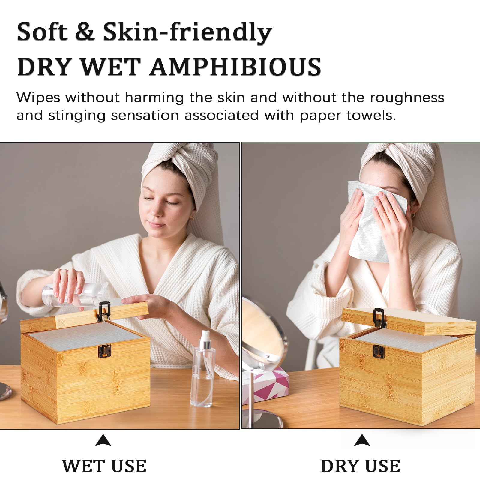 **50-Pack Bamboo Facial Towels | Eco-Friendly Disposable Face Wipes | Skin Care & Makeup Removal | Travel & Gym Essentials**