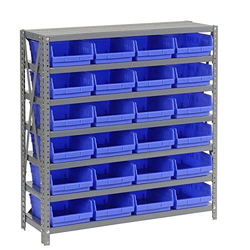 Global Industrial 7-Shelf Steel Storage Rack with 24 Plastic Bins (4
