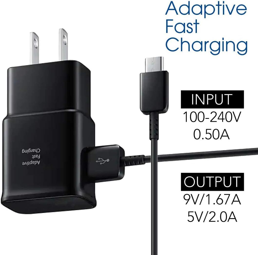 Fast Charging USB C Wall Charger & 6ft Cable - Compatible with Samsung Galaxy S25/S24/S23/S22/S21/S20/S10/S9/S8/Note 20/10/9/8 - Type C Charger Block for Android Phones - Perfect for Home, Office & Travel Charging