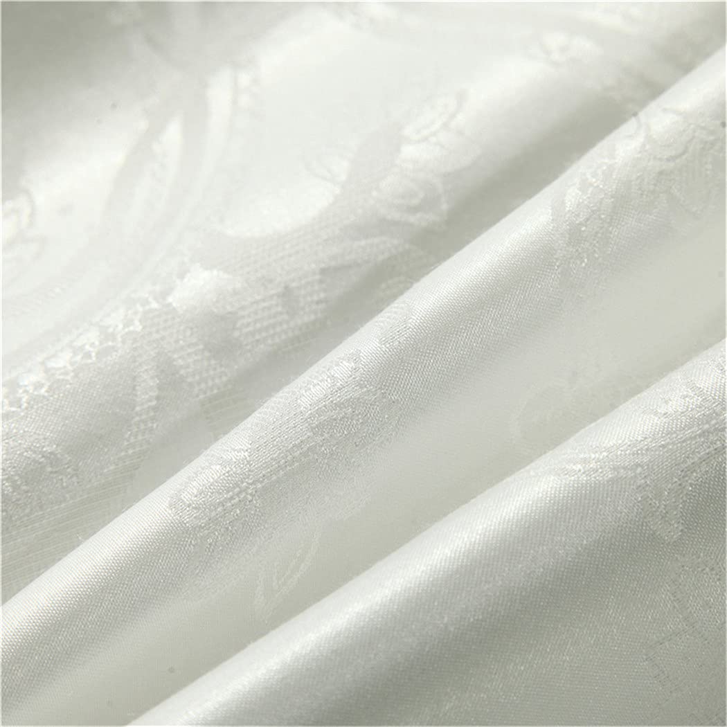 Luxury Satin Jacquard White Bedding Set - Queen & King Size Bed Set with Fitted Sheet & Duvet Cover - Soft Breathable Bed Sheets for Hotel Style Bedroom Decor - Perfect for Master Bedroom, Guest Room & Luxury Home Decor