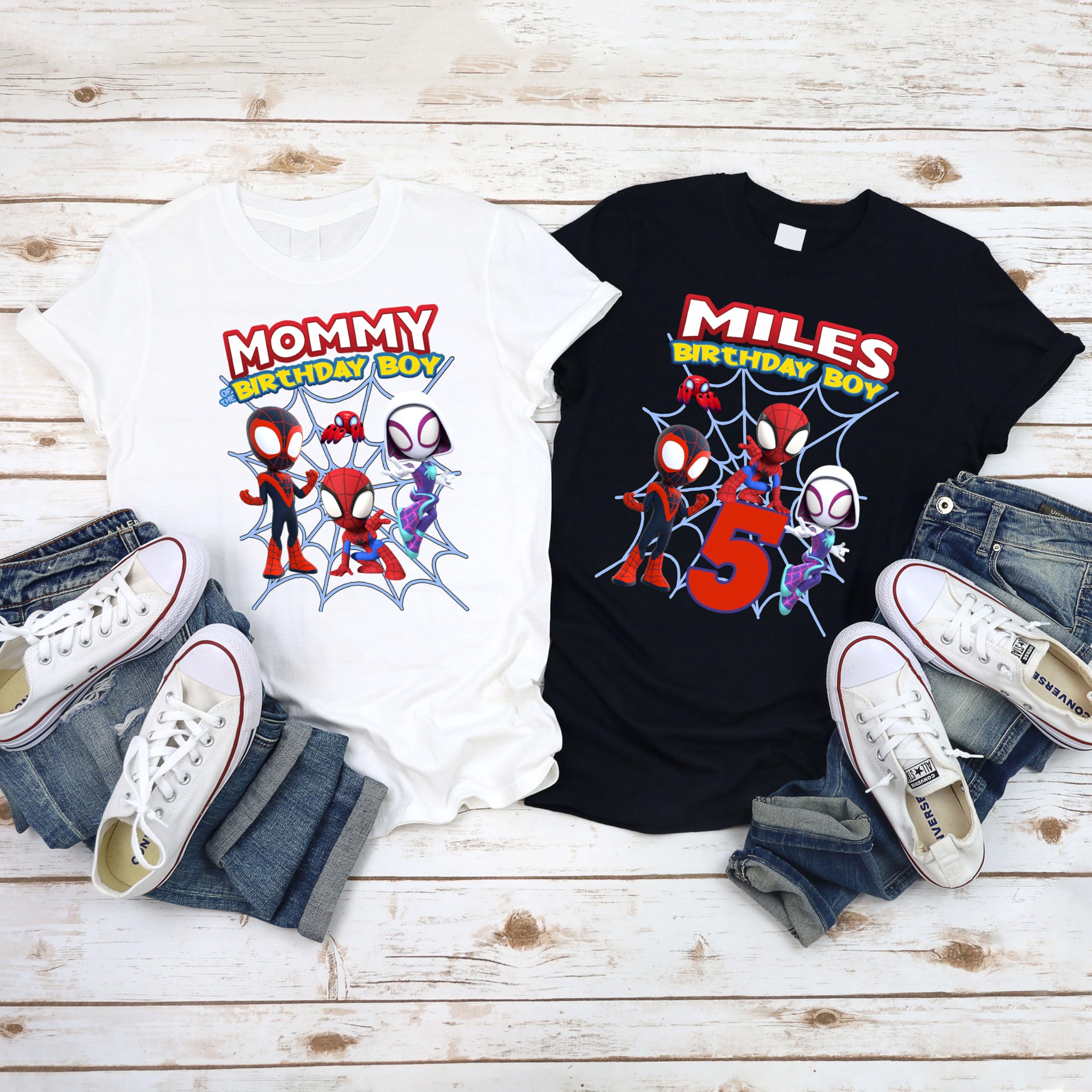 Spider Birthday Shirt - Personalized Custom Spider T-Shirt for Kids & Family Matching Outfits | Toddler Birthday Party, Halloween Costume, Themed Family Photo Outfits